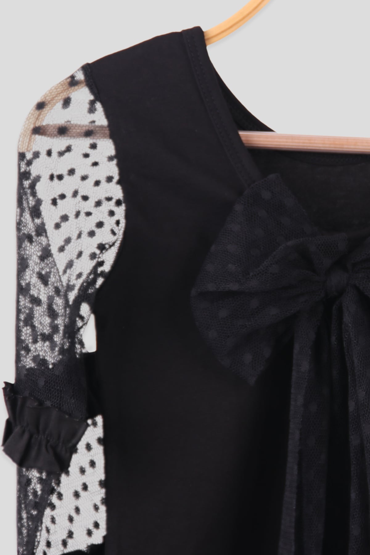 Breeze Kız Çocuk Body Tüllü Fiyonklu Siyah (6-14 Yaş)
