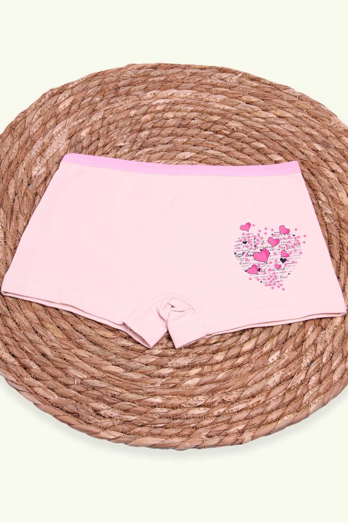 Breeze Kız Çocuk Boxer Baskılı Kalpli Krem (12 Yaş)