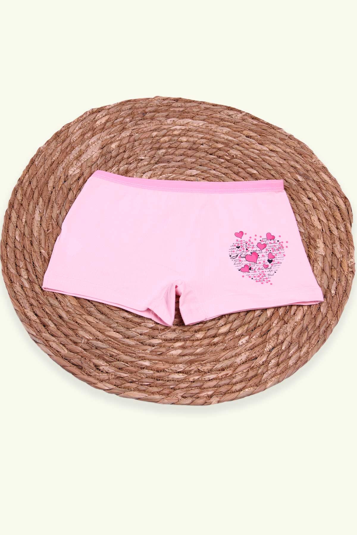 Breeze Kız Çocuk Boxer Baskılı Kalpli Pudra (6 Yaş)