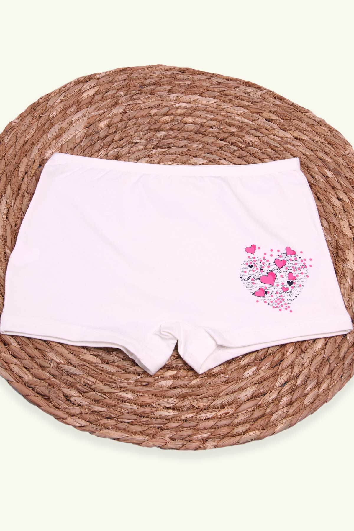Breeze Kız Çocuk Boxer Baskılı Kalpli Ekru (12 Yaş)