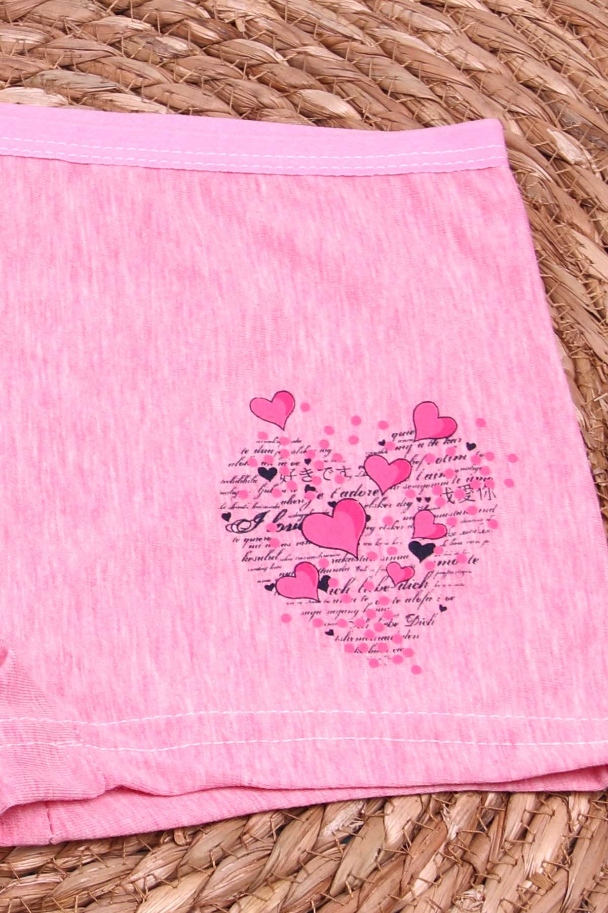 Breeze Kız Çocuk Boxer Baskılı Kalpli Pembe Melanj (8 Yaş)