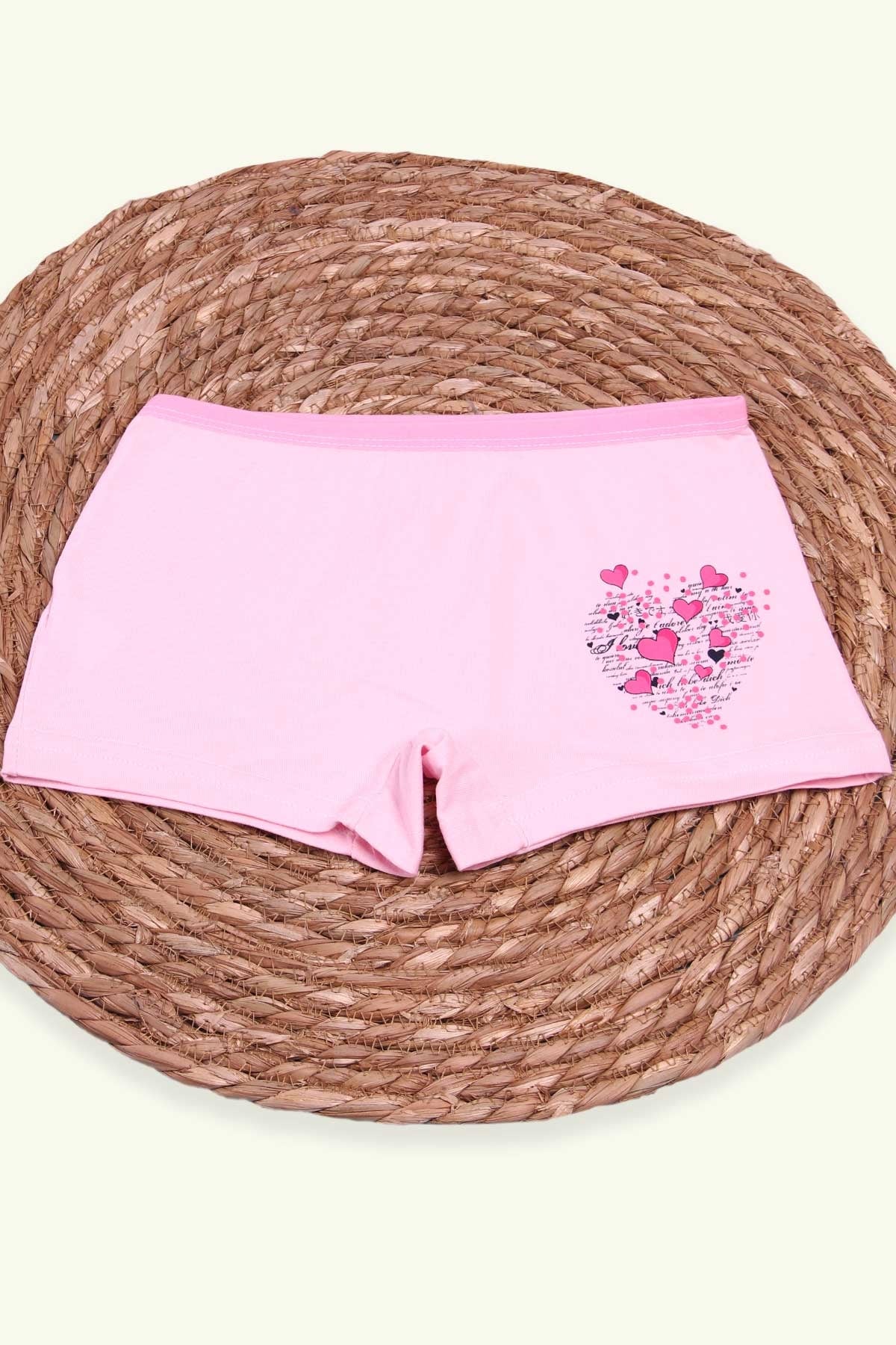 Breeze Kız Çocuk Boxer Baskılı Kalpli Pudra (6 Yaş)