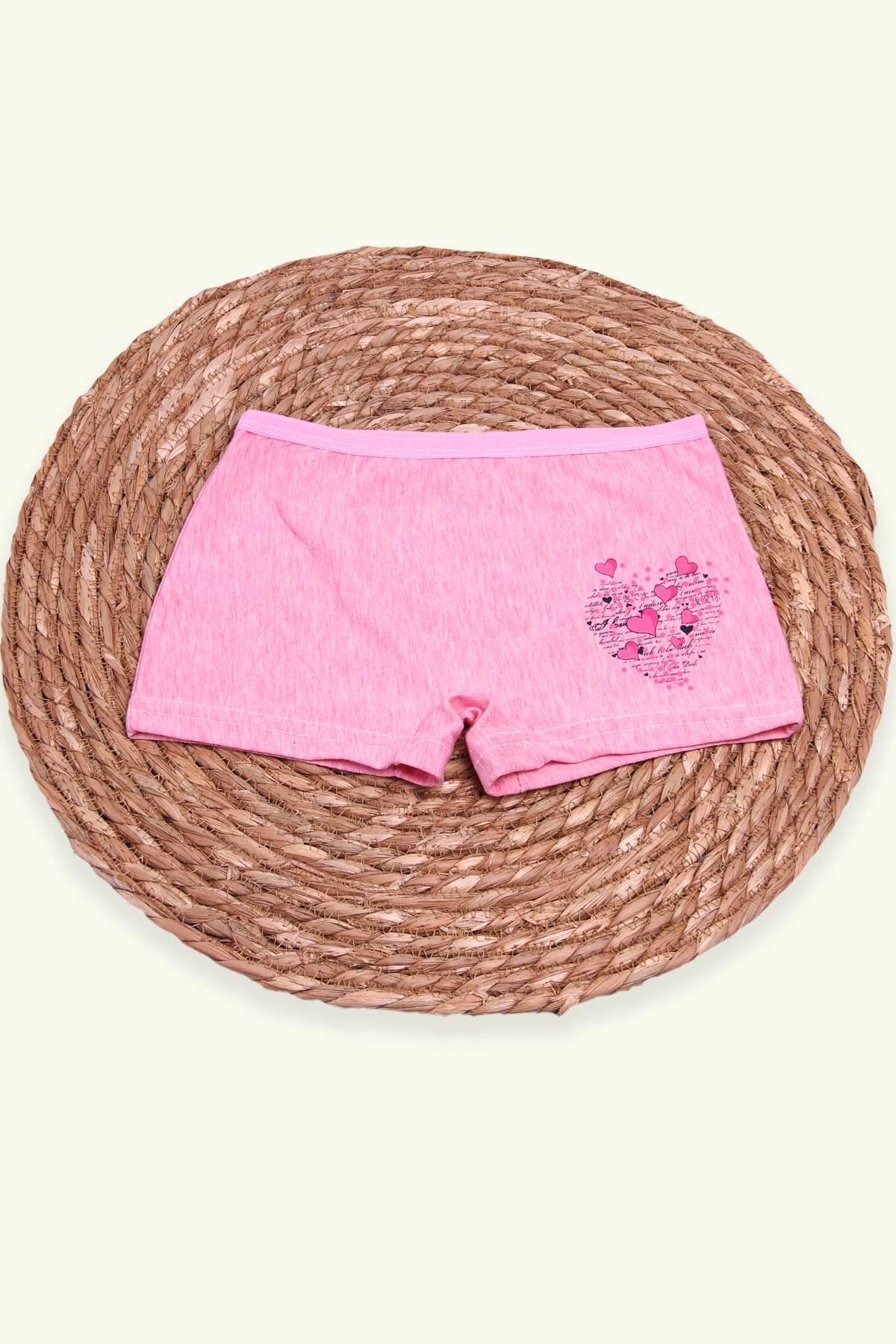 Breeze Kız Çocuk Boxer Baskılı Kalpli Pembe Melanj (8 Yaş)