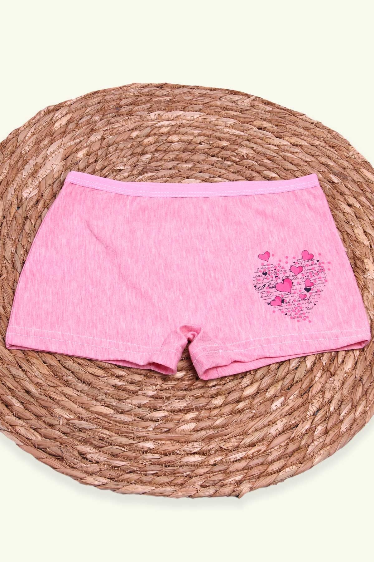 Breeze Kız Çocuk Boxer Baskılı Kalpli Pembe Melanj (8 Yaş)
