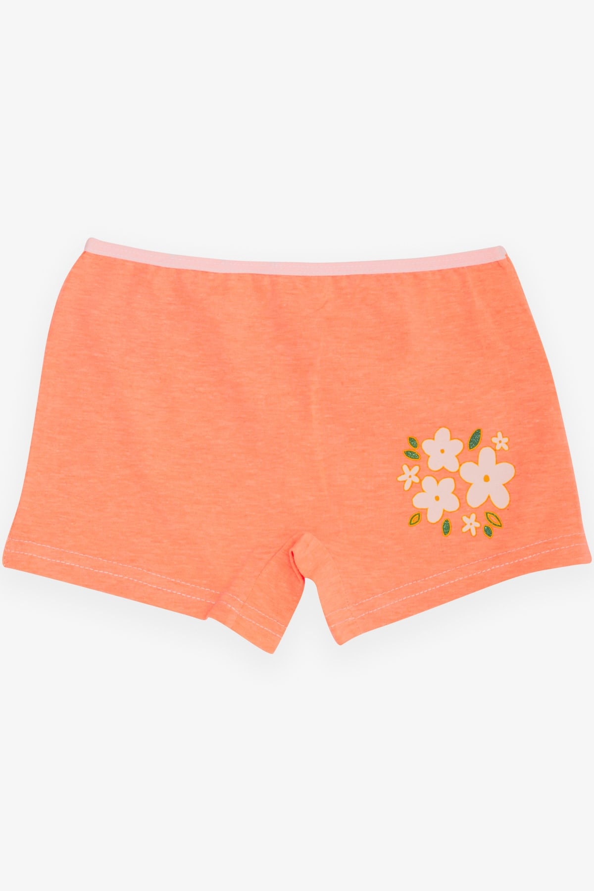 Breeze Kız Çocuk Boxer Çiçek Baskılı Neon Turuncu (5-11 Yaş)