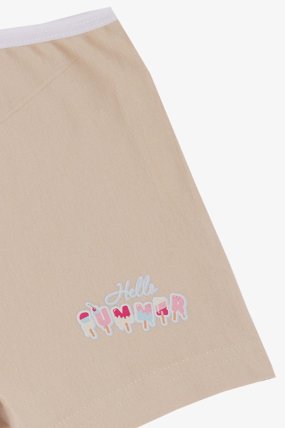 Breeze Kız Çocuk Boxer Dondurma Baskılı Bej (5-11 Yaş)