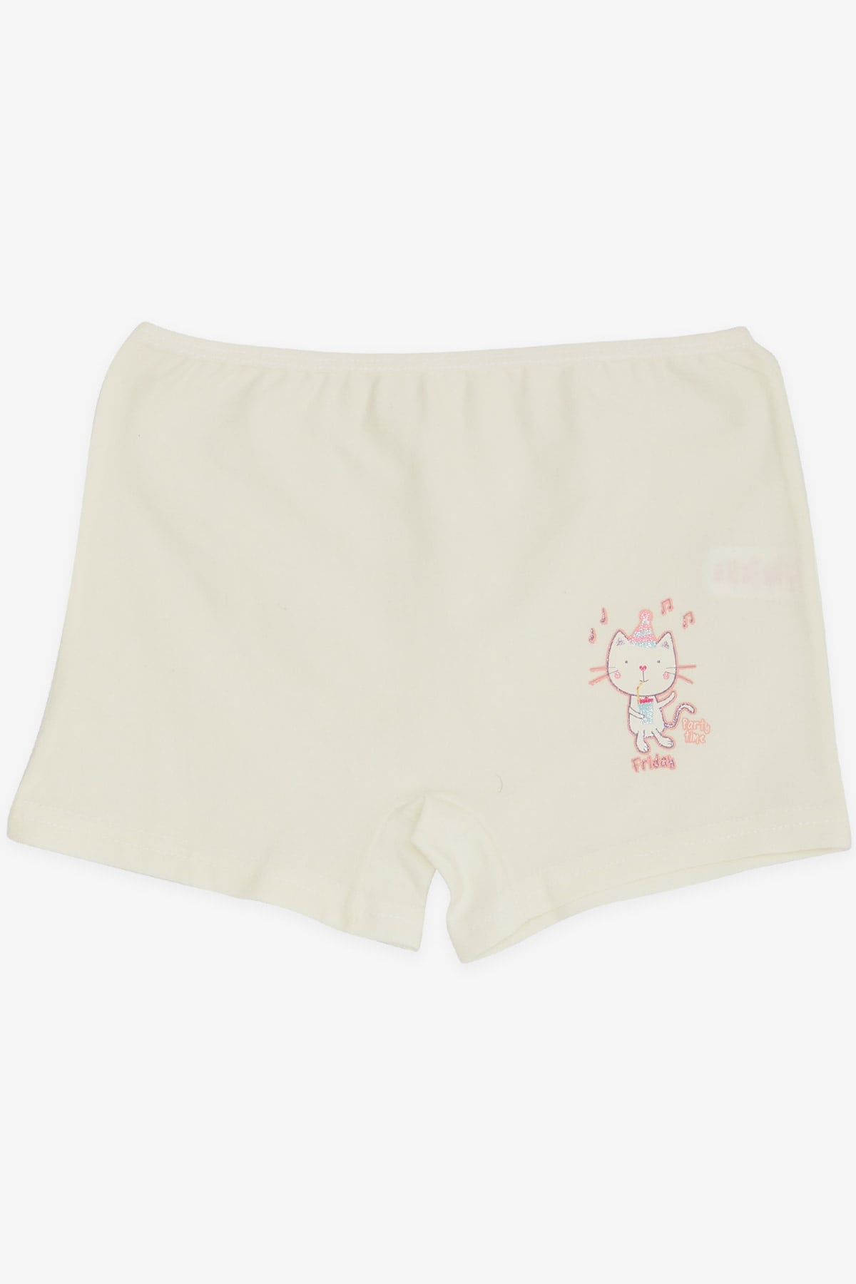 Breeze Kız Çocuk Boxer Eğlenceli Kedicik Baskılı Ekru (5-11 Yaş)