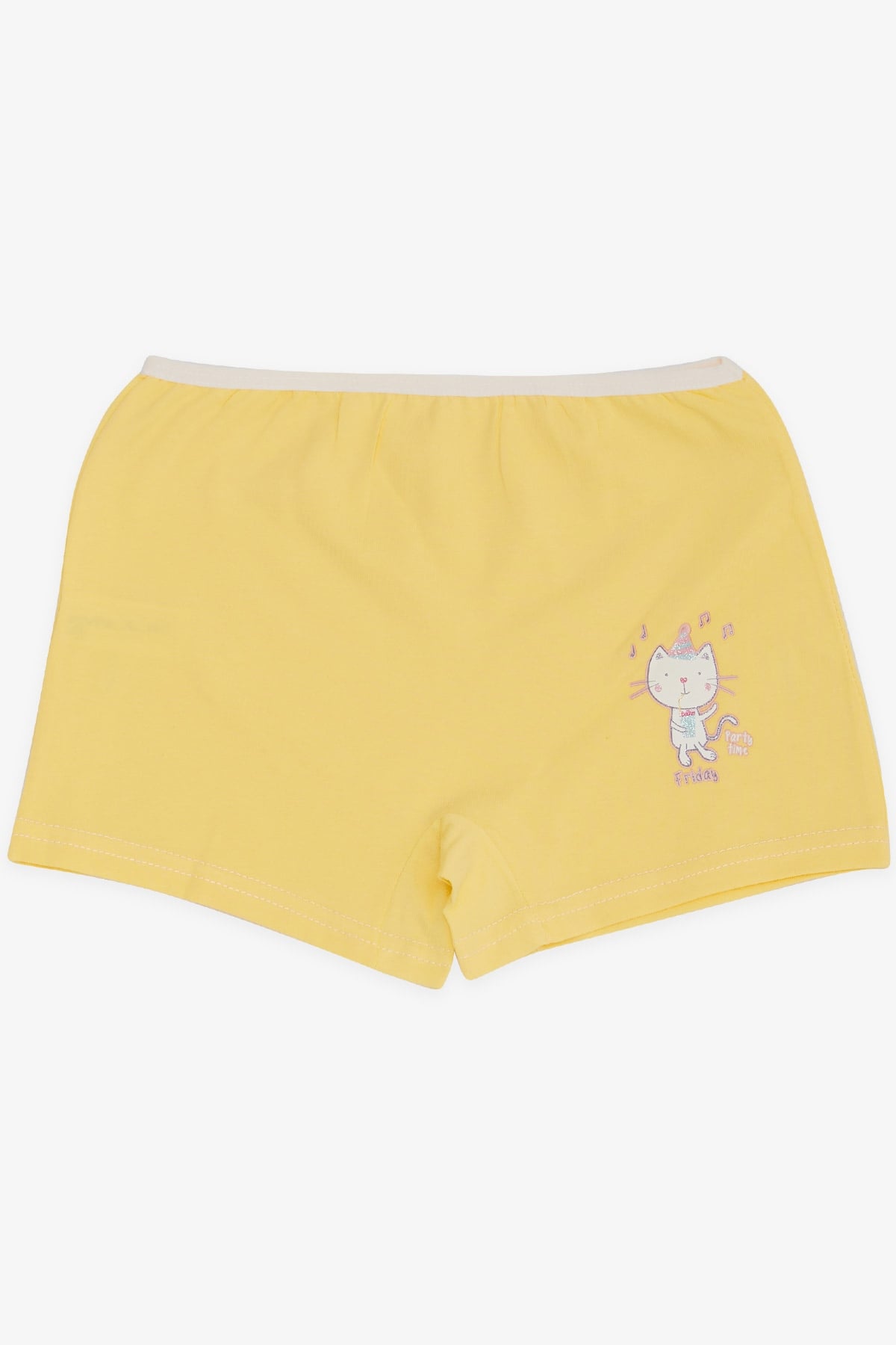 Breeze Kız Çocuk Boxer Eğlenceli Kedicik Baskılı Sarı (5-11 Yaş)
