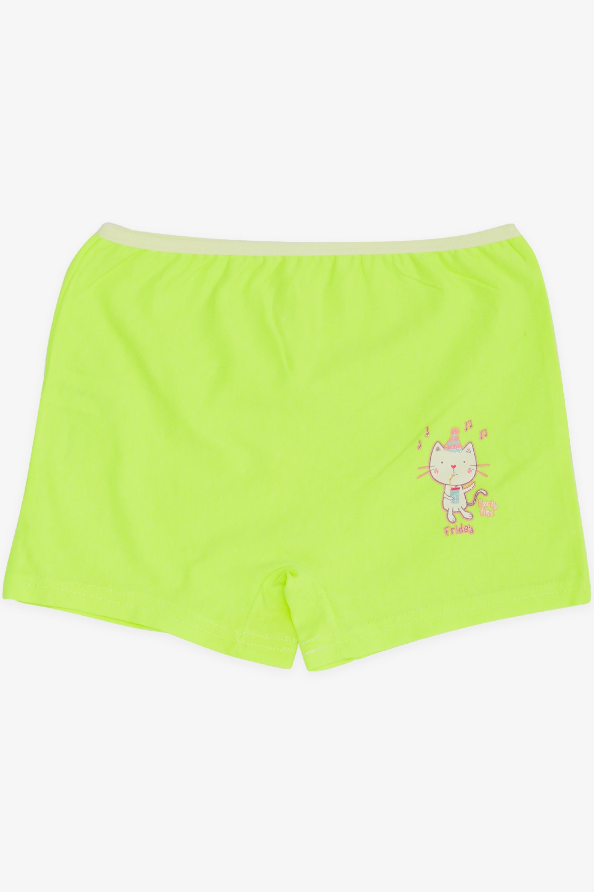 Breeze Kız Çocuk Boxer Eğlenceli Kedicik Baskılı Neon Yeşil (5-11 Yaş)