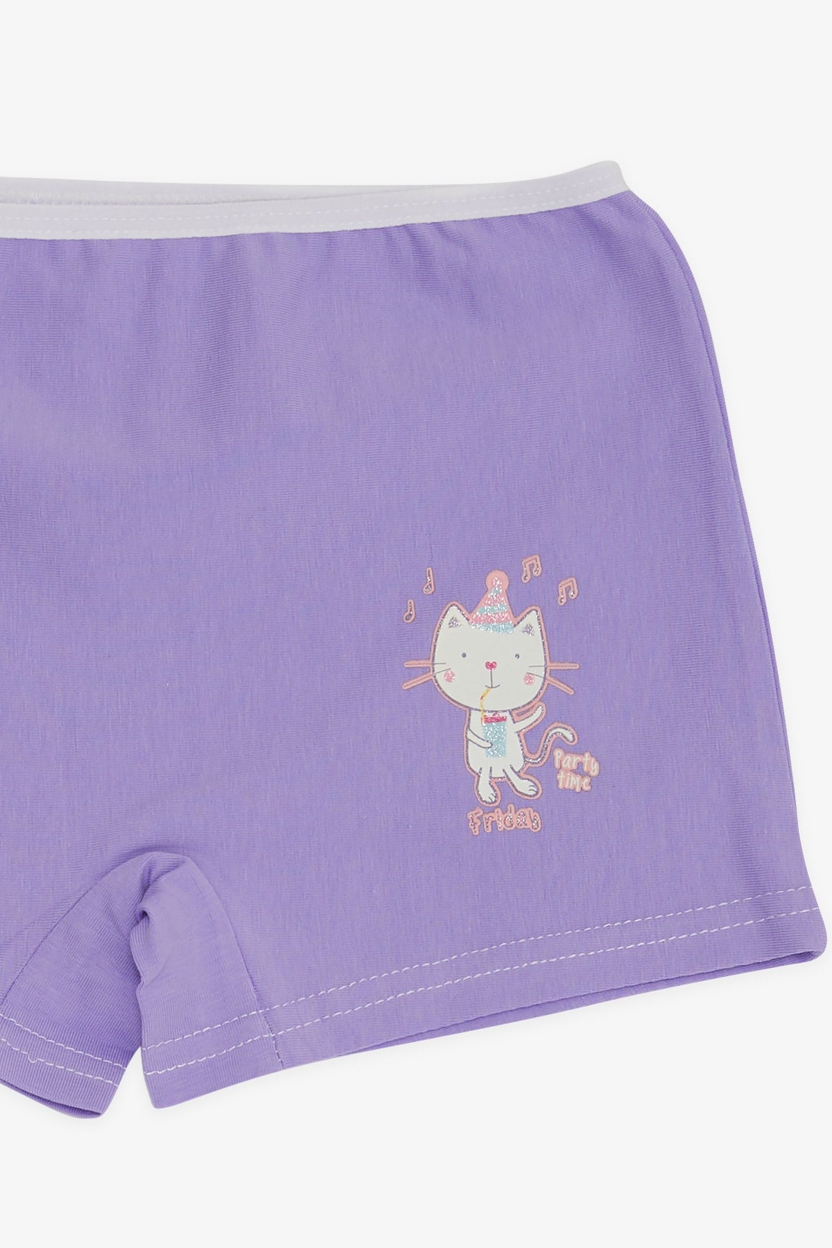 Breeze Kız Çocuk Boxer Eğlenceli Kedicik Baskılı Lila (5-11 Yaş)