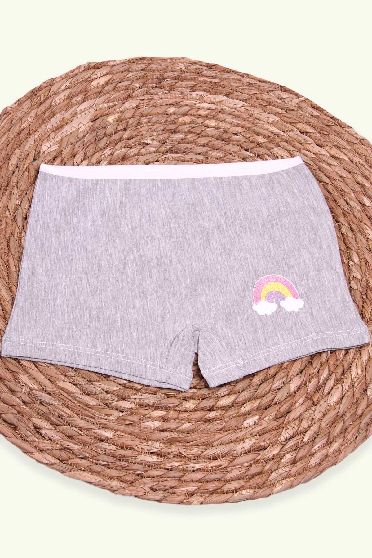 Breeze Kız Çocuk Boxer Gökkuşağı Baskılı Gri Melanj (6 Yaş)