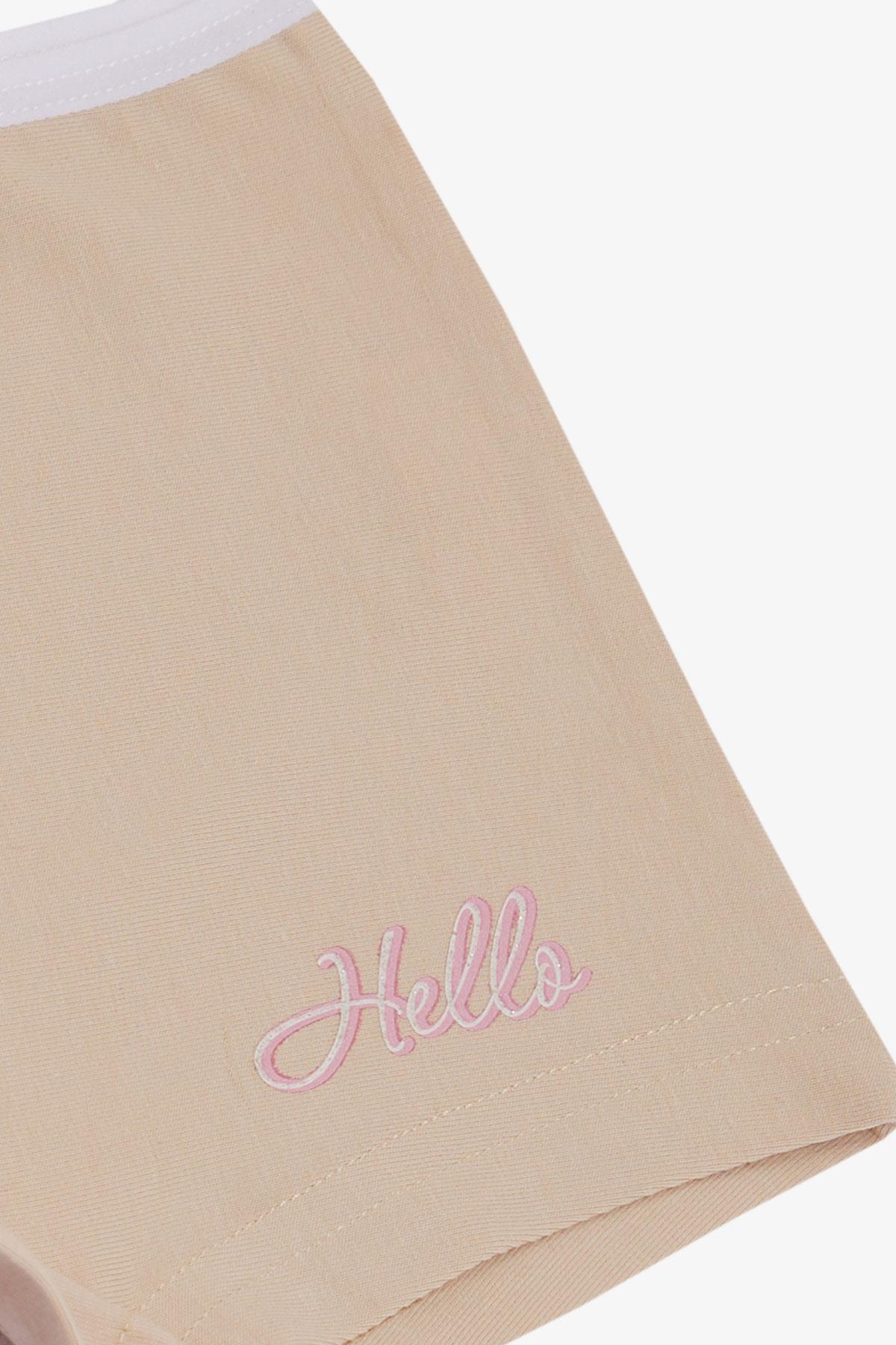 Breeze Kız Çocuk Boxer Hello Yazı Baskılı Bej (5-11 Yaş)