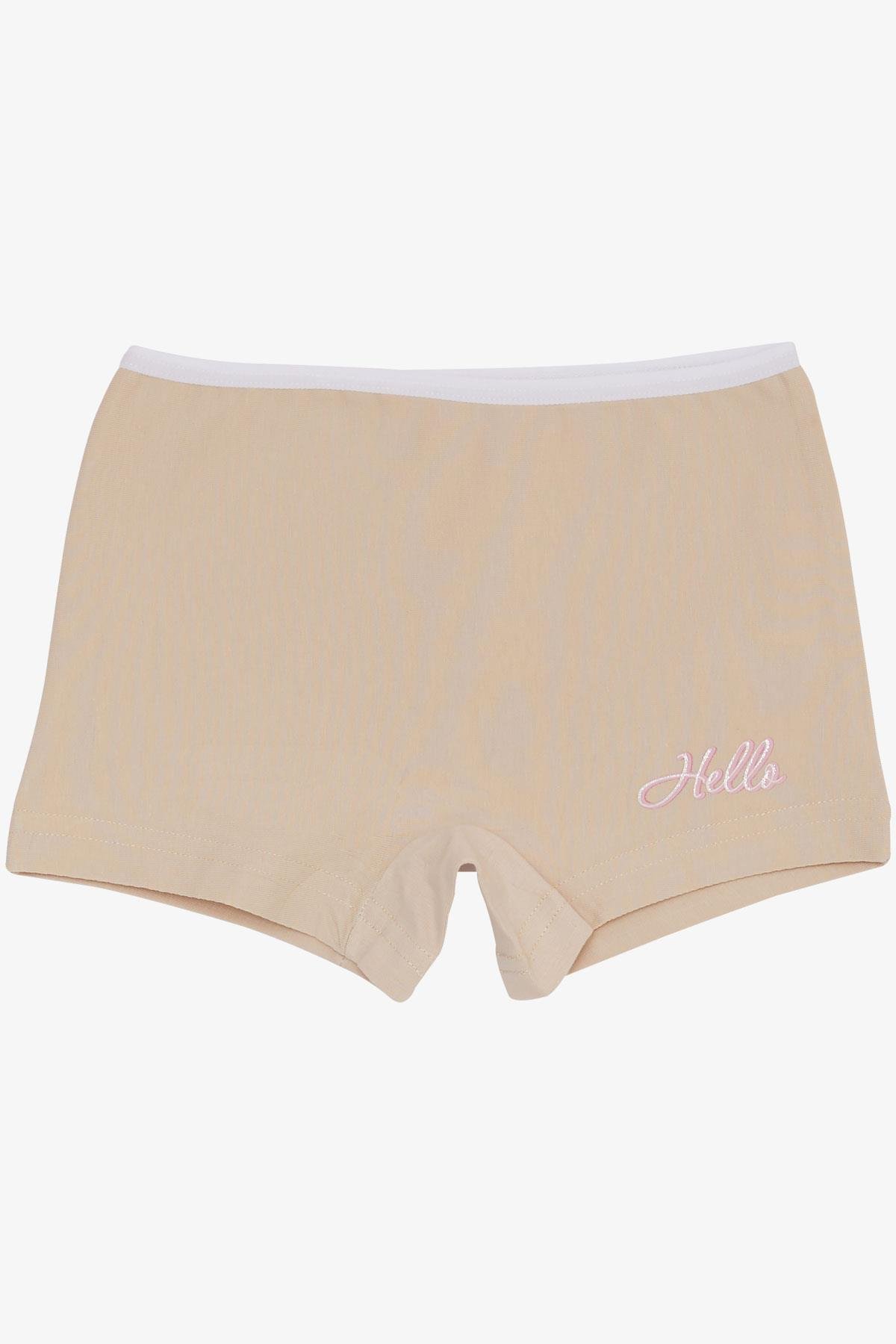 Breeze Kız Çocuk Boxer Hello Yazı Baskılı Bej (5-11 Yaş)