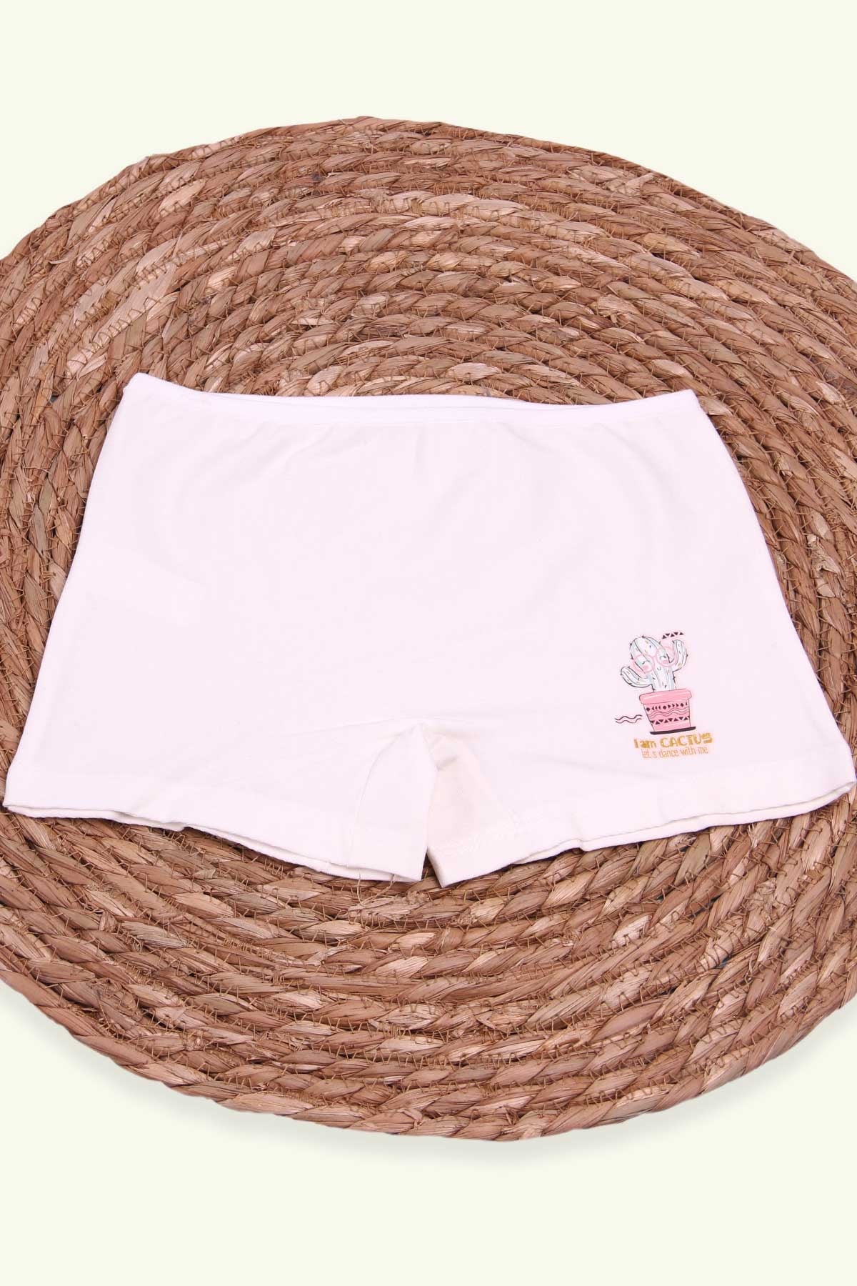 Breeze Kız Çocuk Boxer Kaktüs Baskılı Ekru (6 Yaş)