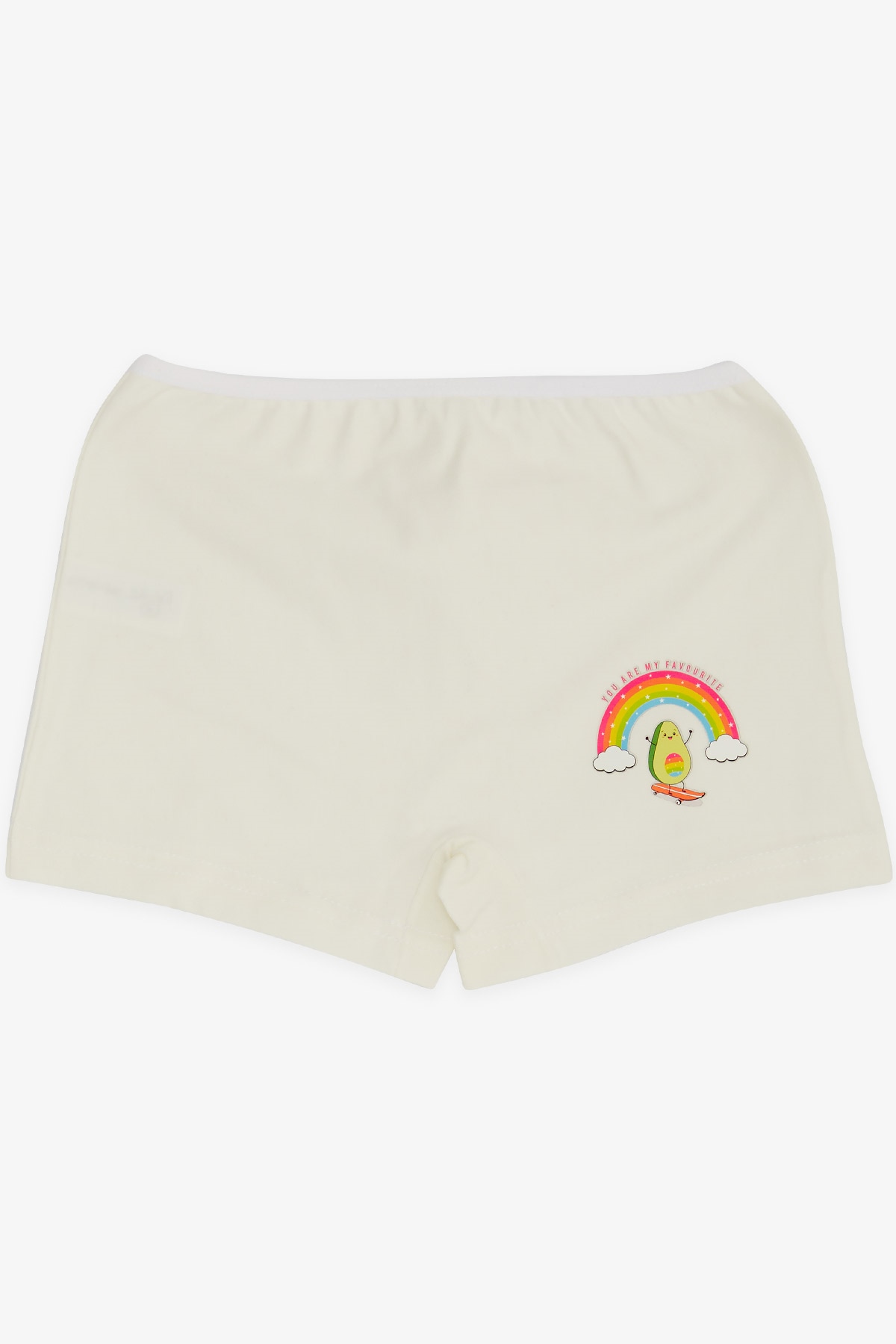 Breeze Kız Çocuk Boxer Kaykaycı Avokado Baskılı Ekru (5-11 Yaş)