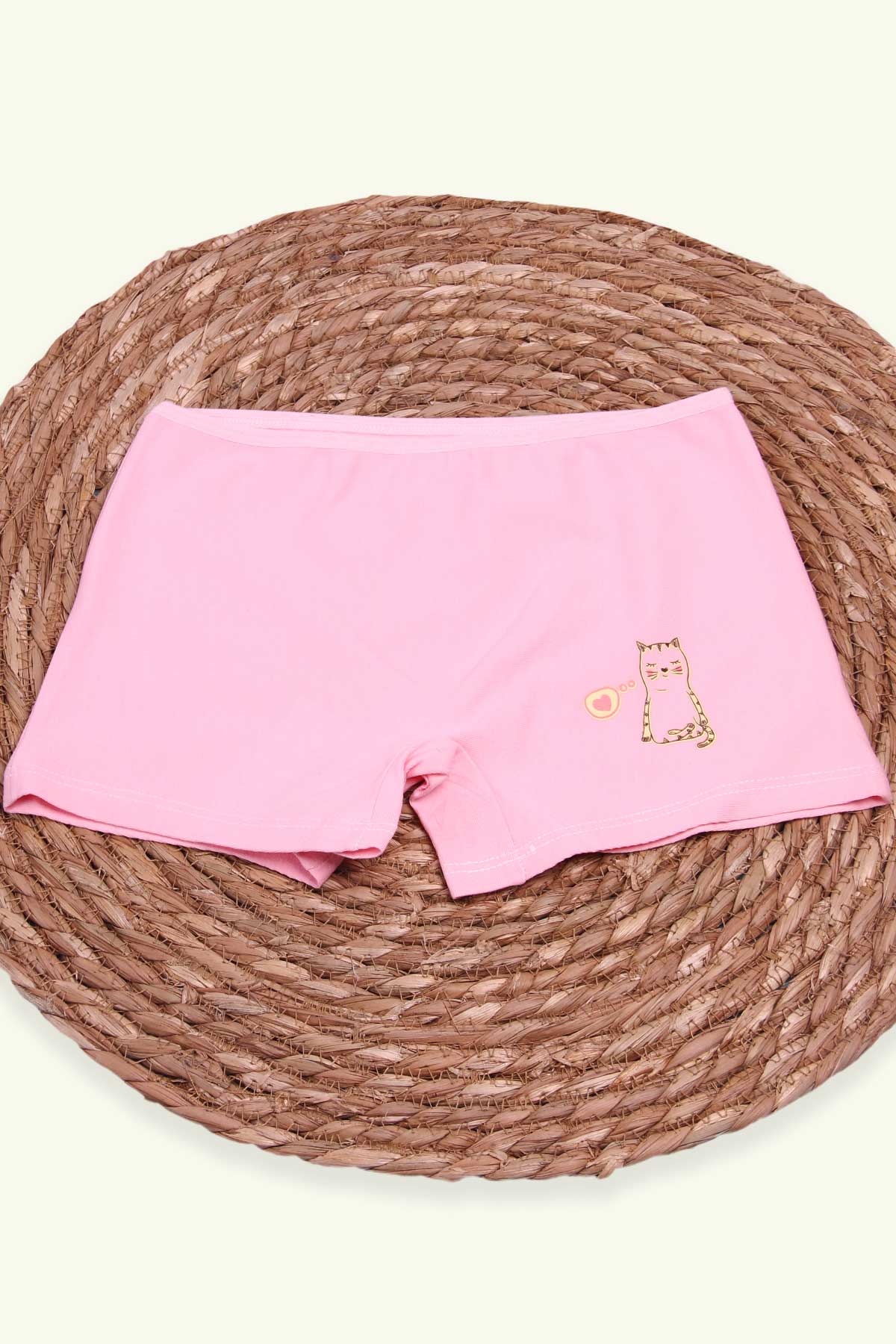 Breeze Kız Çocuk Boxer Kedi Baskılı Pudra (6 Yaş)