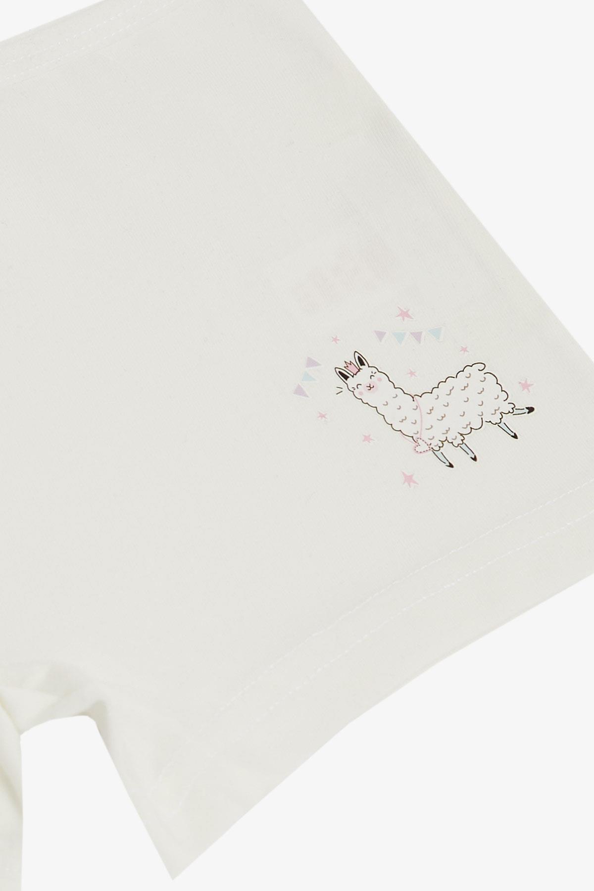 Breeze Kız Çocuk Boxer Kuzucuk Baskılı Ekru (5-11 Yaş)