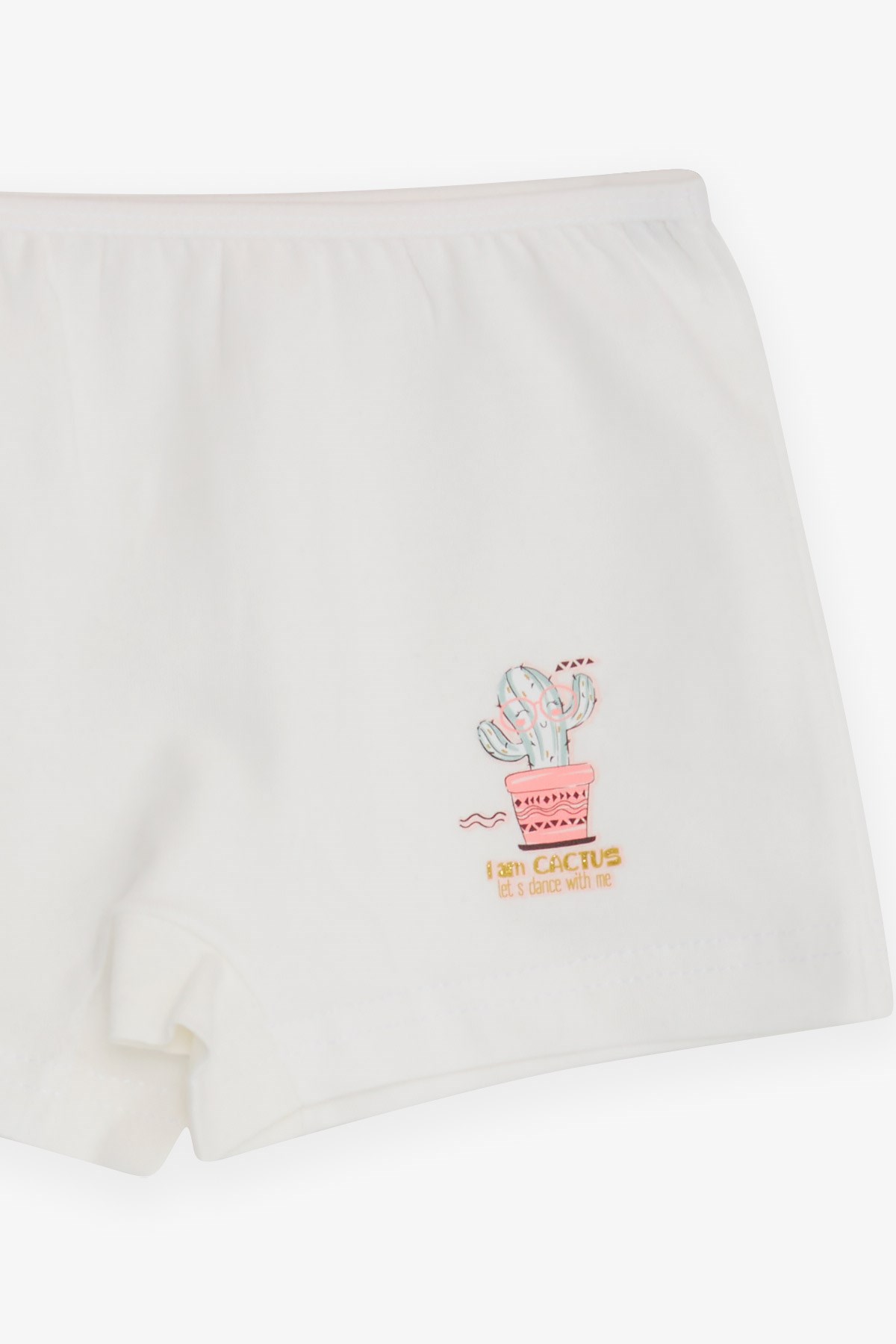 Breeze Kız Çocuk Boxer Neşeli Kaktüs Baskılı Ekru (5-11 Yaş)