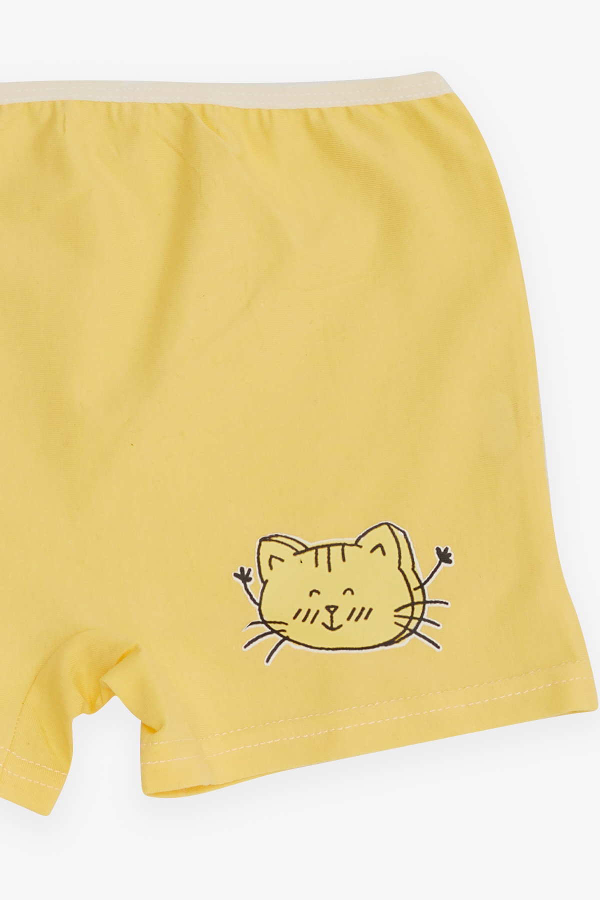 Breeze Kız Çocuk Boxer Neşeli Kedicik Baskılı Sarı (5-11 Yaş)
