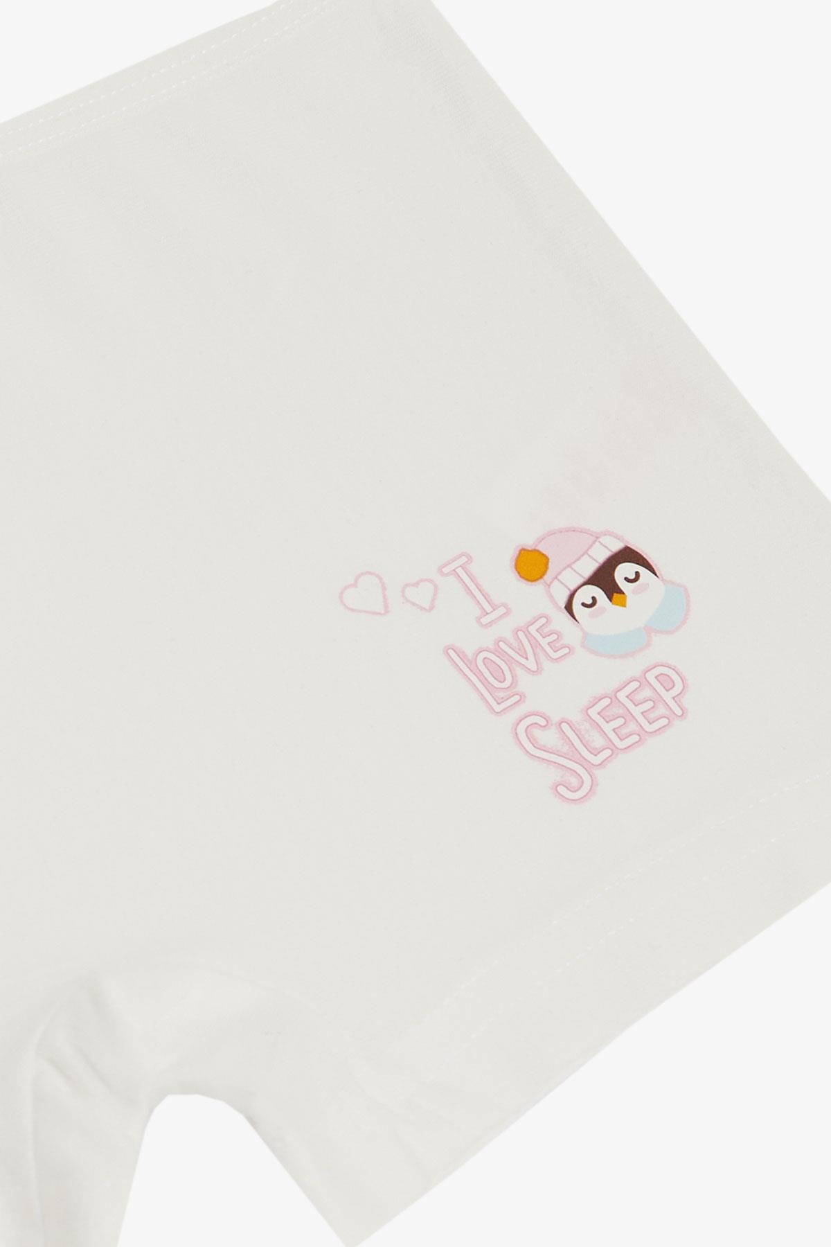 Breeze Kız Çocuk Boxer Penguen Baskılı Ekru (5-11 Yaş)