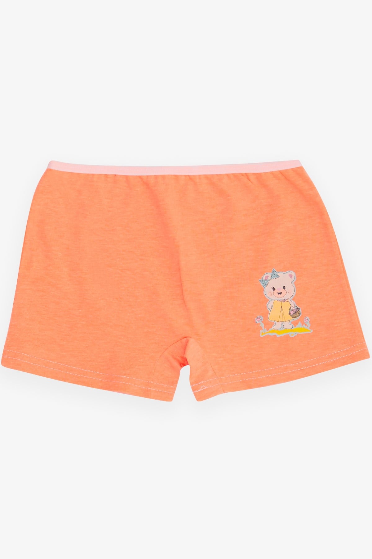 Breeze Kız Çocuk Boxer Sevimli Ayıcık Baskılı Neon Turuncu (5-11 Yaş)