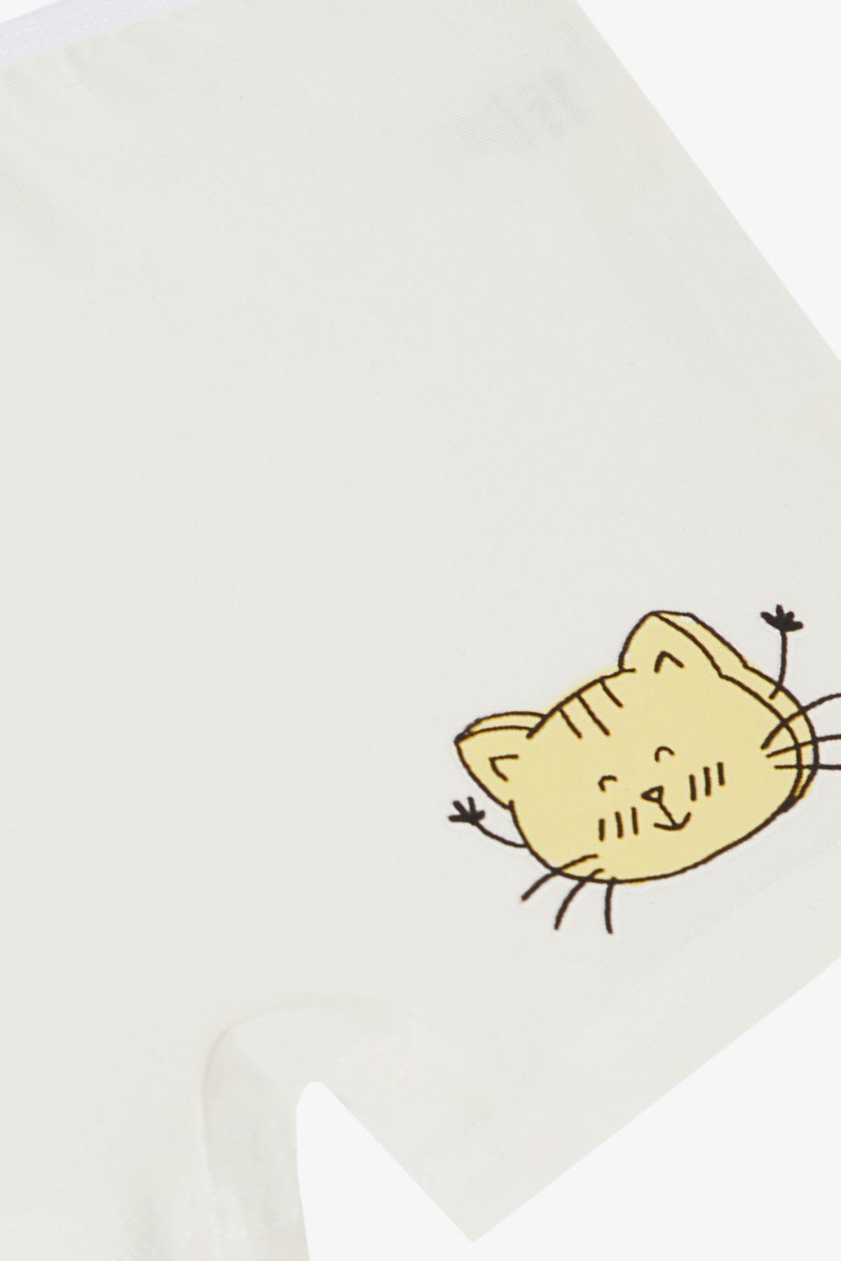 Breeze Kız Çocuk Boxer Sevimli Kedicik Baskılı Ekru (5-11 Yaş)