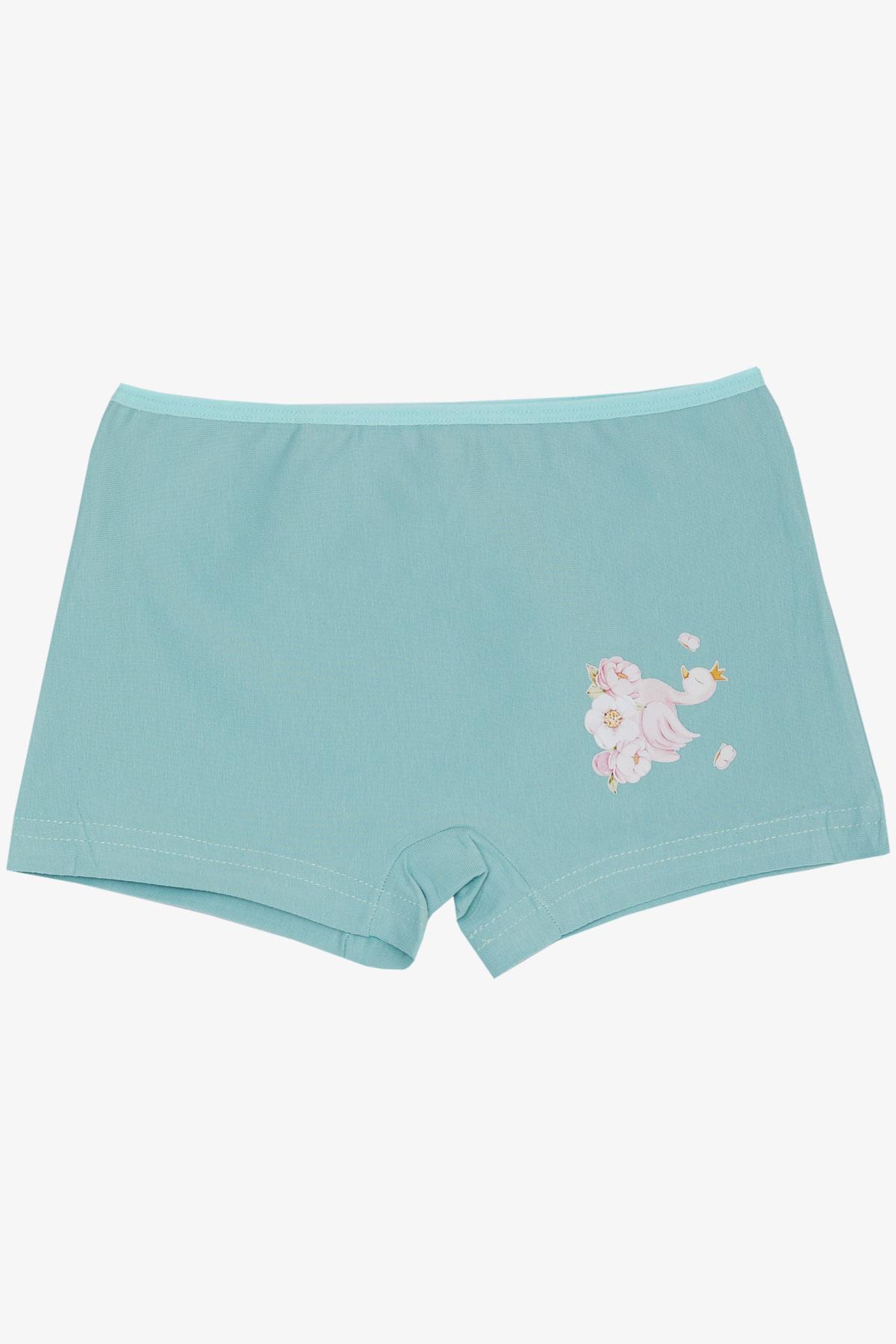 Breeze Kız Çocuk Boxer Sevimli Kraliçe Baskılı Çiçekli Su Yeşili (5-11 Yaş)