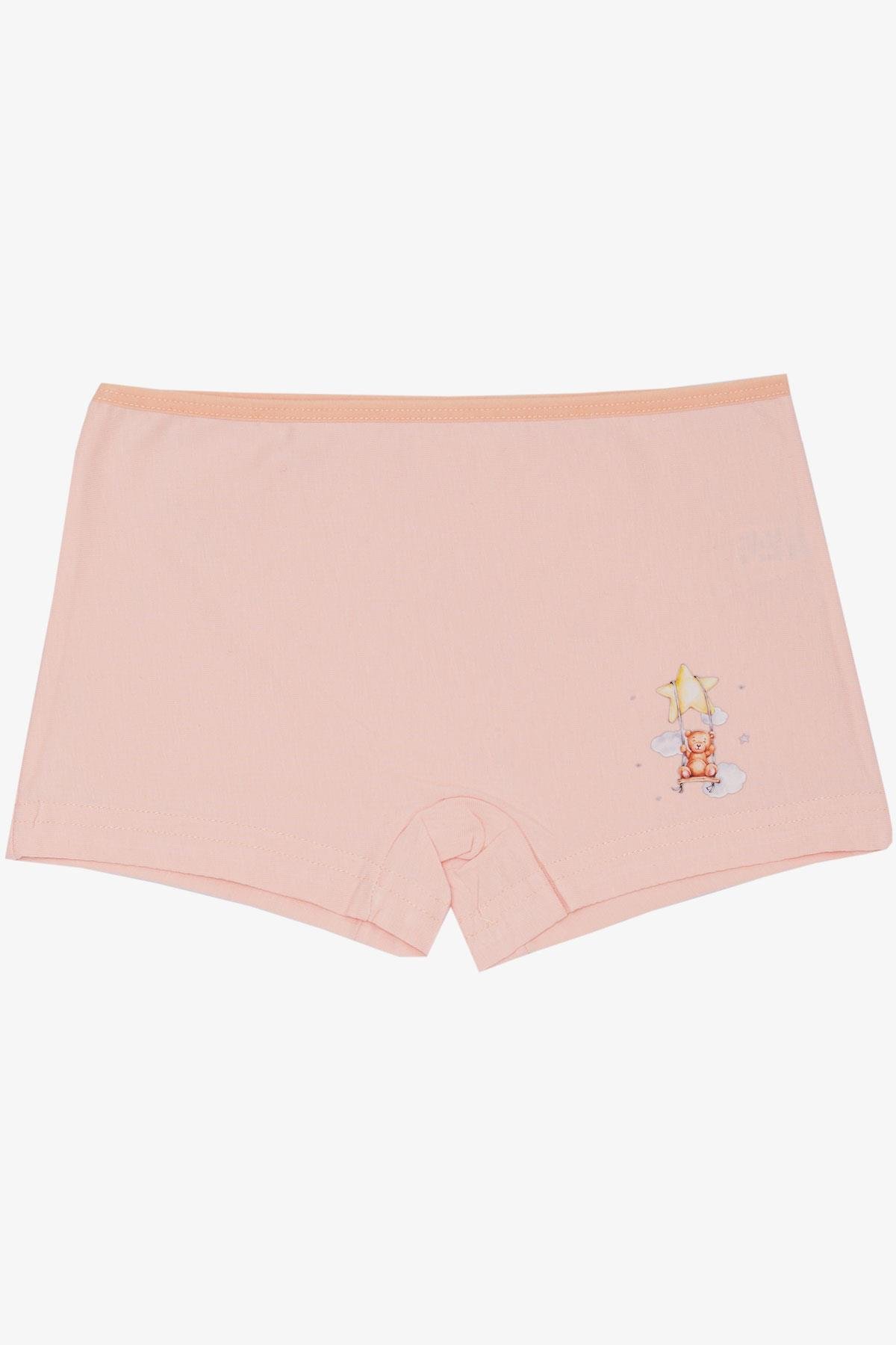 Breeze Kız Çocuk Boxer Sevimli Salıncaklı Ayıcık Baskılı Somon (5-11 Yaş)
