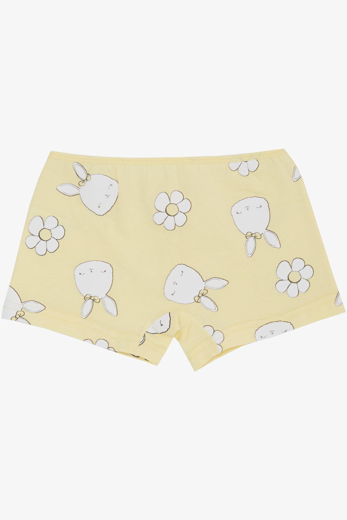 Breeze Kız Çocuk Boxer Sevimli Tavşancık Desenli Çiçekli Sarı (5 Yaş)
