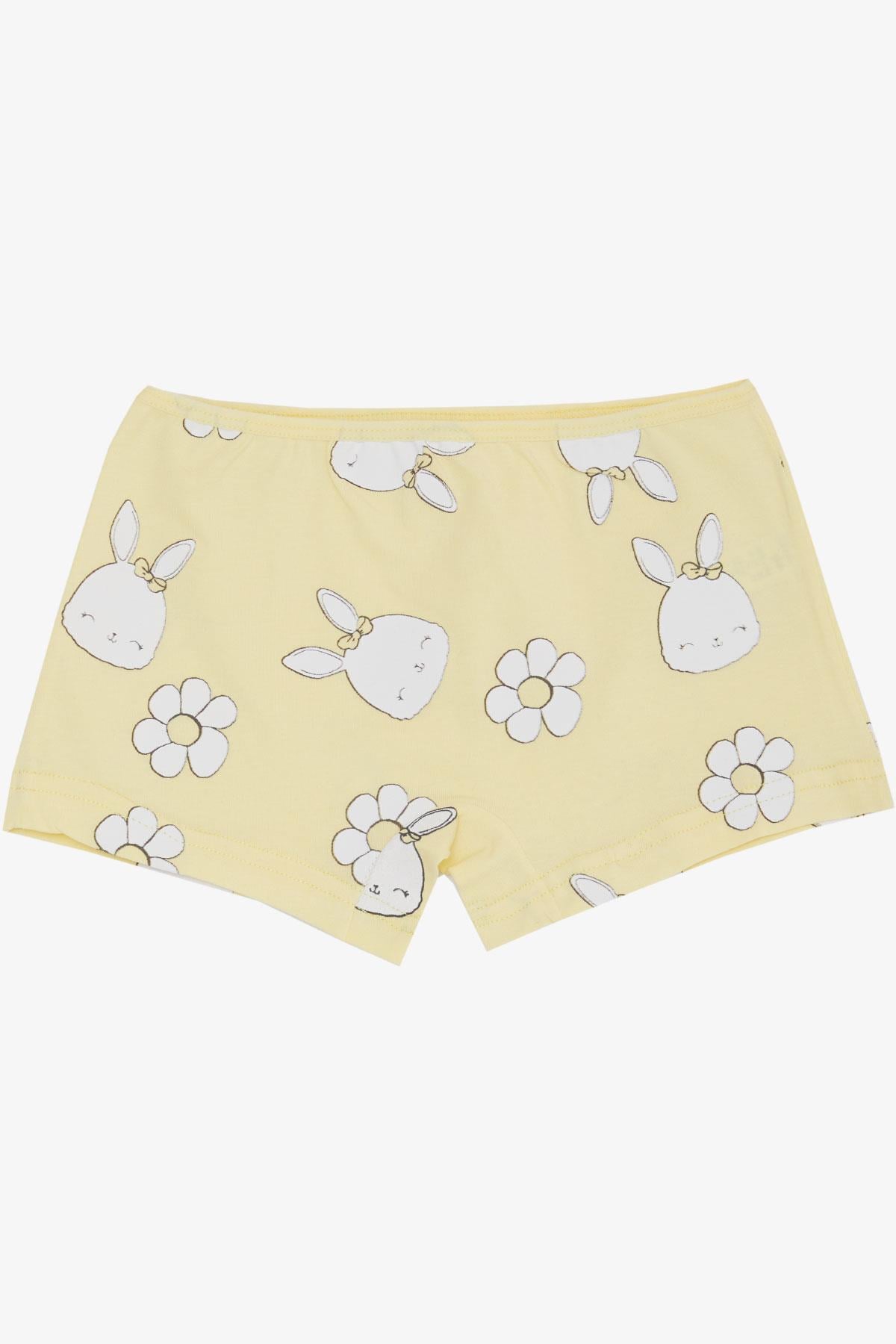 Breeze Kız Çocuk Boxer Sevimli Tavşancık Desenli Çiçekli Sarı (5 Yaş)