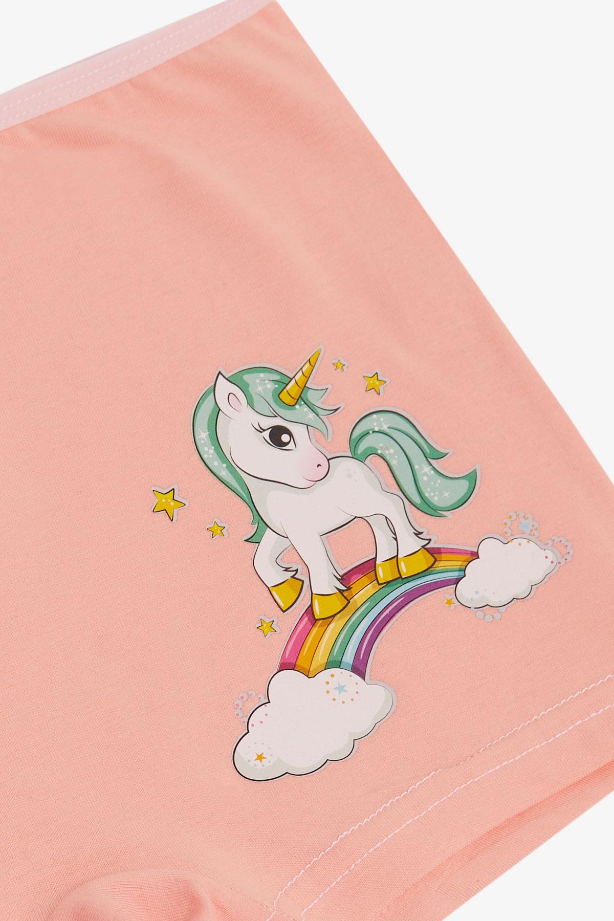 Breeze Kız Çocuk Boxer Sevimli Unicorn & Gökkuşağı Somon (5-11 Yaş)