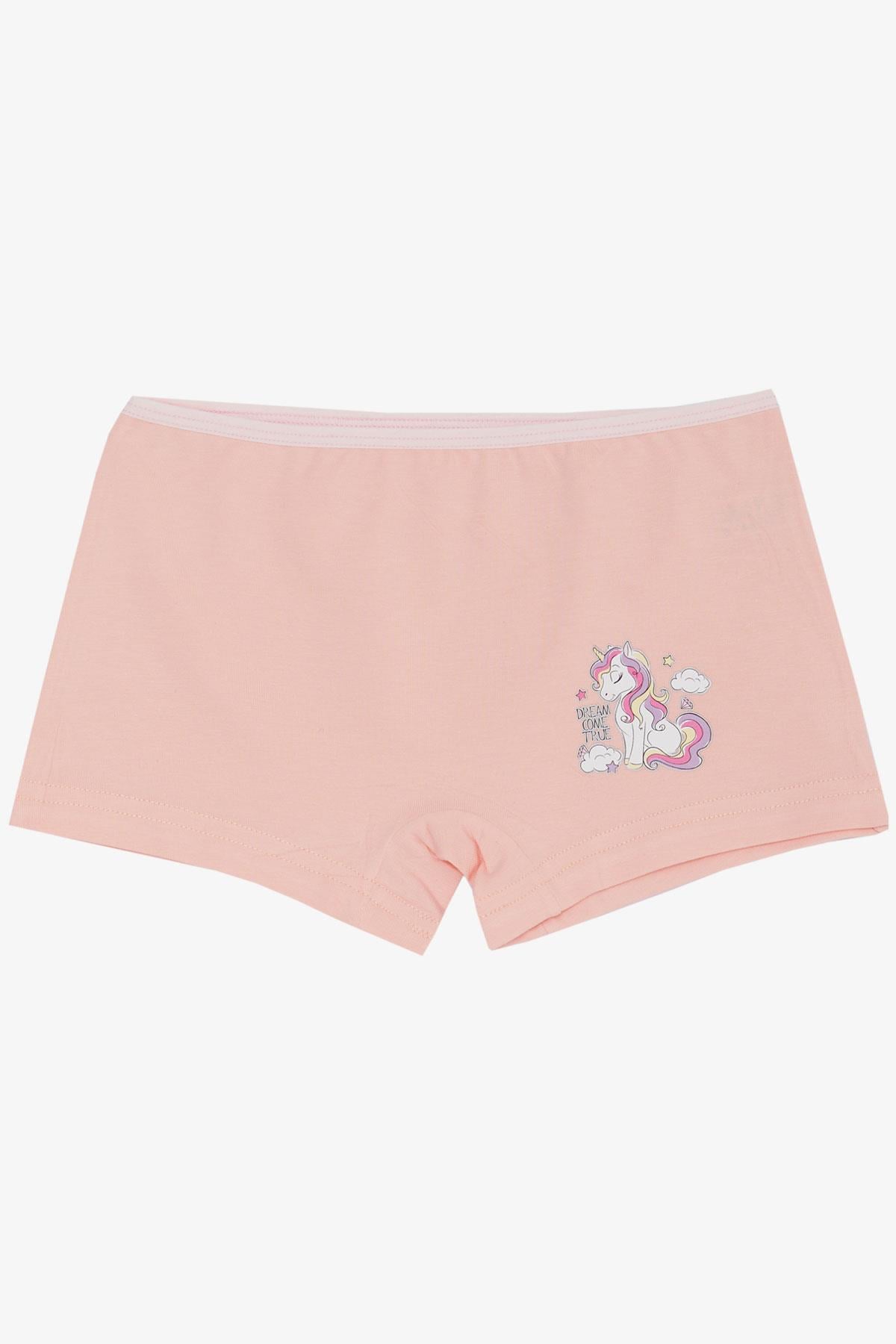 Breeze Kız Çocuk Boxer Sevimli Unicorn Baskılı Somon (5-11 Yaş)