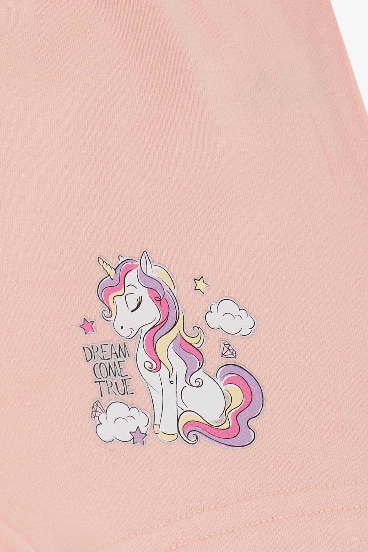 Breeze Kız Çocuk Boxer Sevimli Unicorn Baskılı Somon (5-11 Yaş)