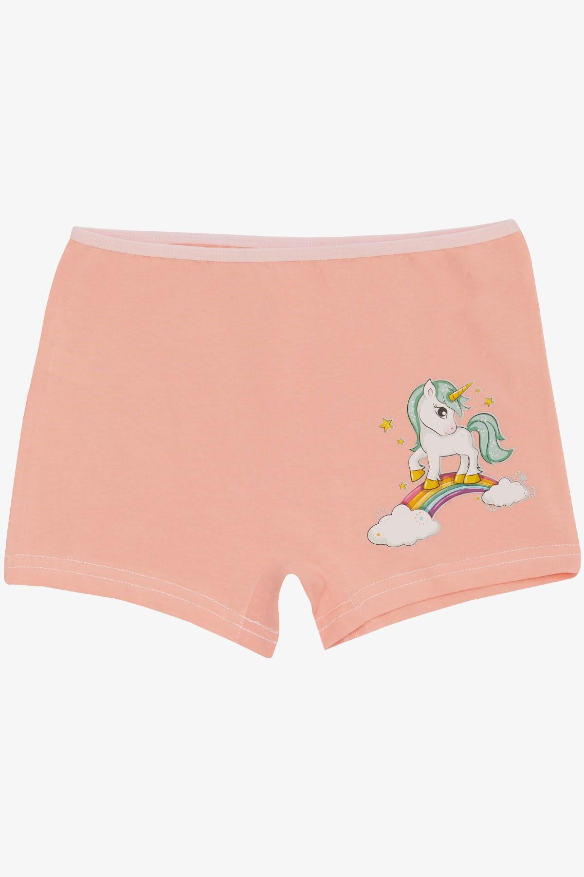 Breeze Kız Çocuk Boxer Sevimli Unicorn & Gökkuşağı Somon (5-11 Yaş)