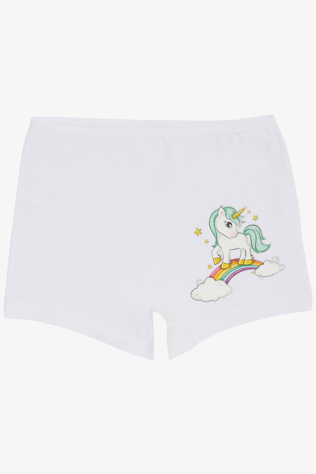 Breeze Kız Çocuk Boxer Sevimli Unicorn & Gökkuşağı Beyaz (5-11 Yaş)