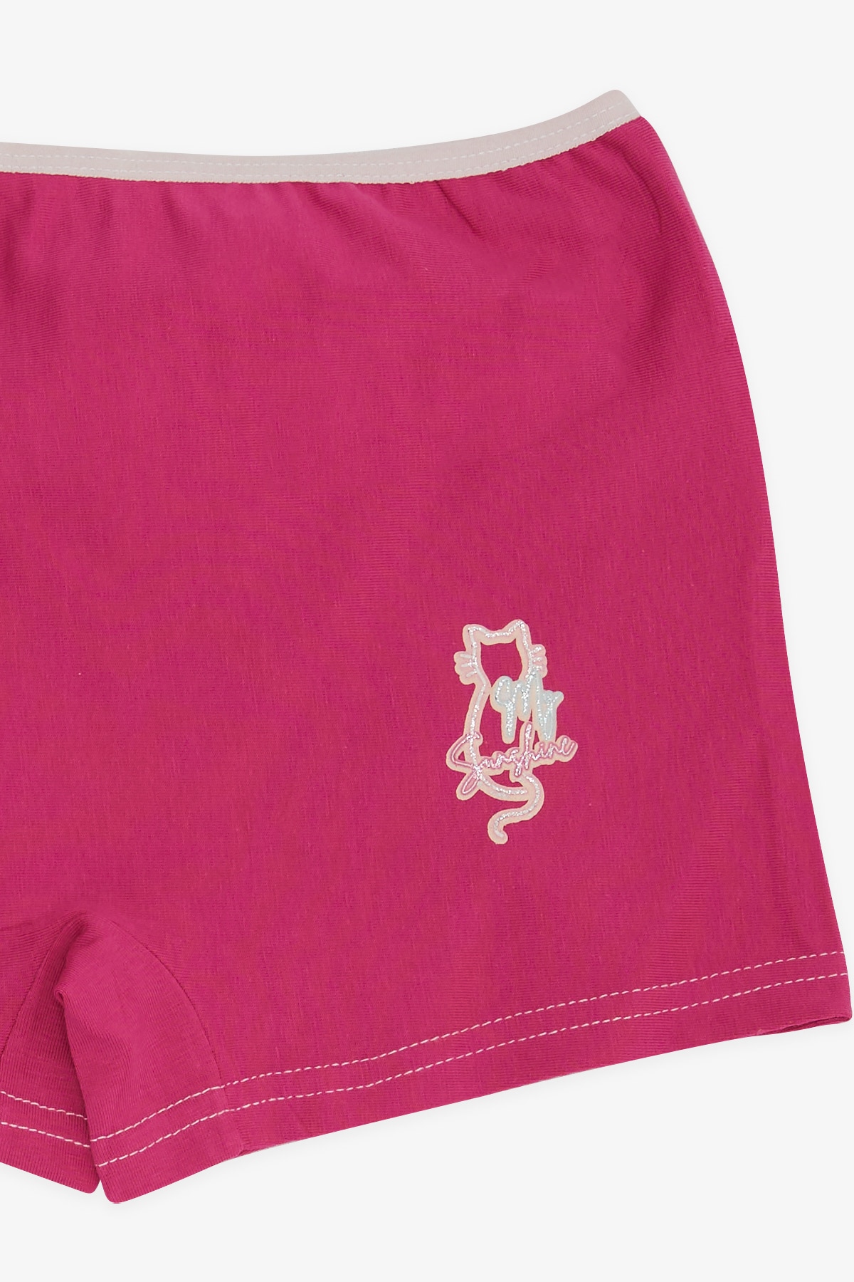Breeze Kız Çocuk Boxer Simli Yazı Baskılı Fuşya (5-11 Yaş)