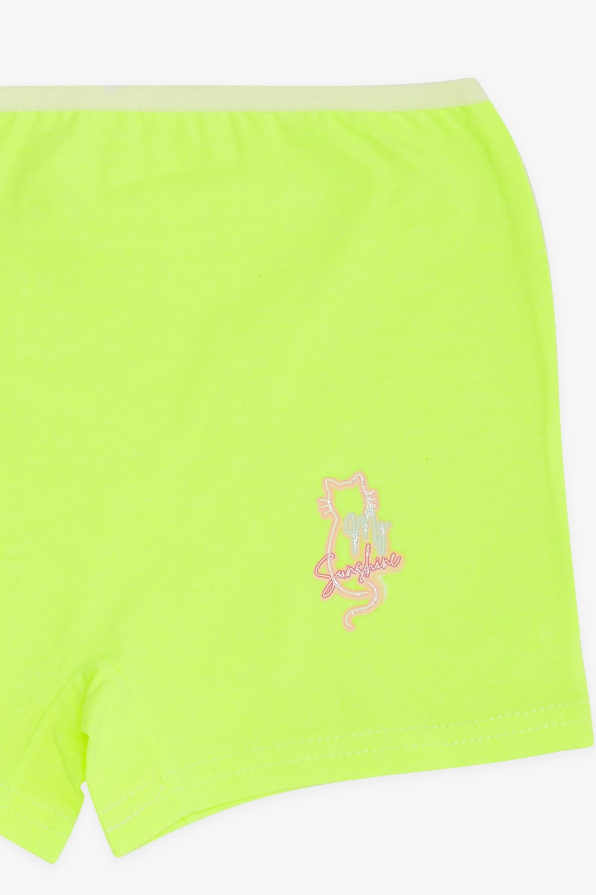 Breeze Kız Çocuk Boxer Simli Yazı Baskılı Neon Yeşil (5-11 Yaş)