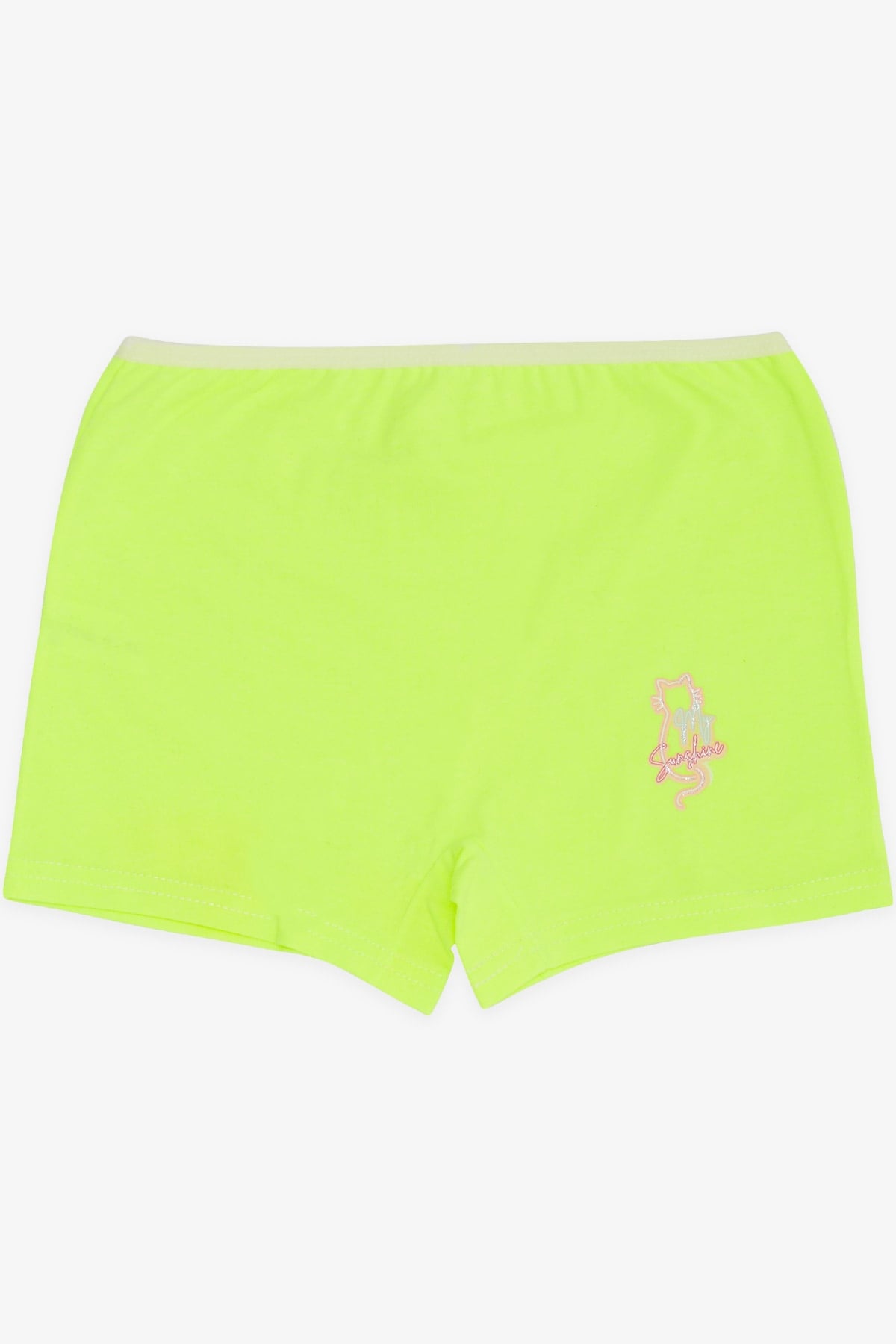 Breeze Kız Çocuk Boxer Simli Yazı Baskılı Neon Yeşil (5-11 Yaş)