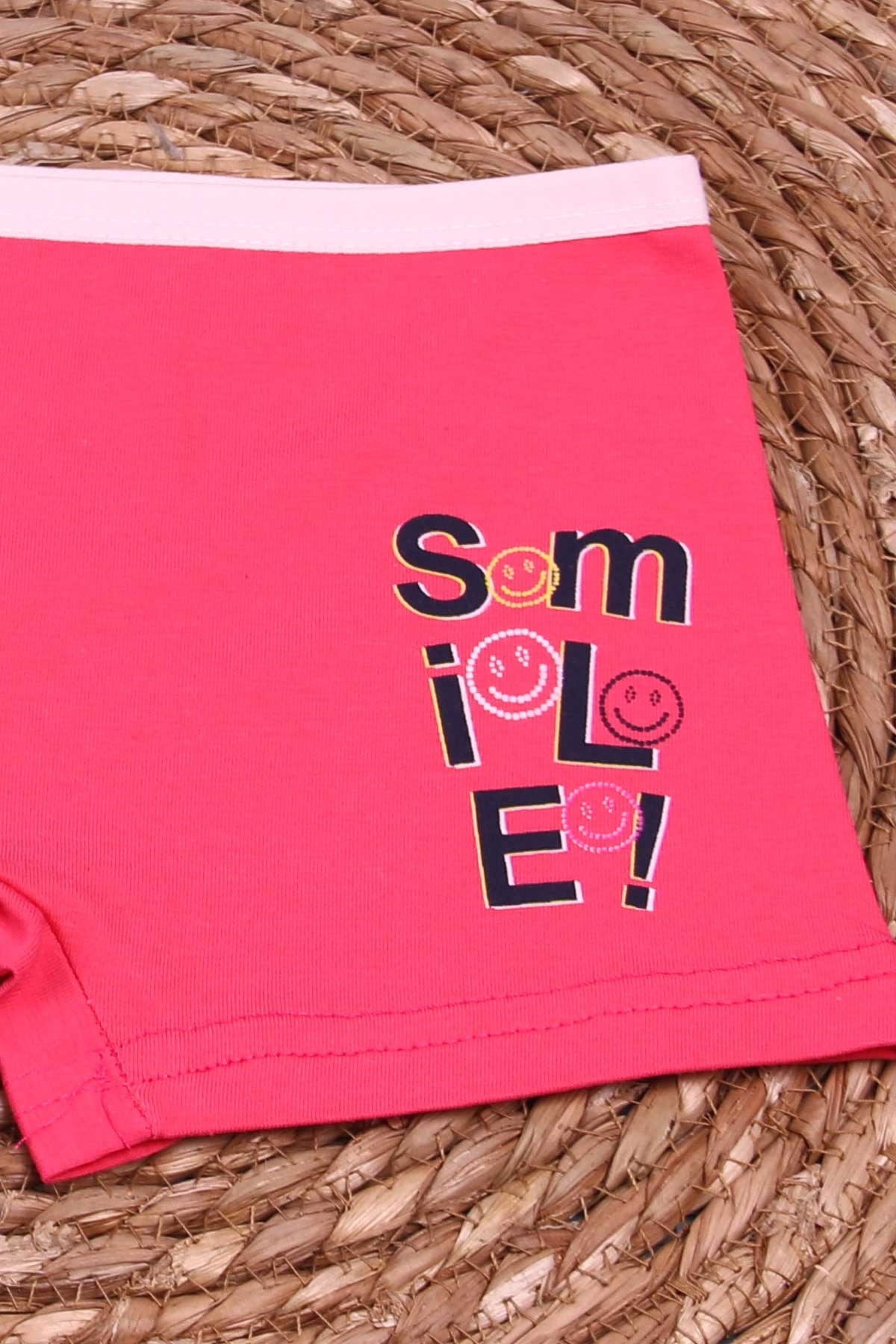 Breeze Kız Çocuk Boxer Smile Baskılı Mercan (6 Yaş)