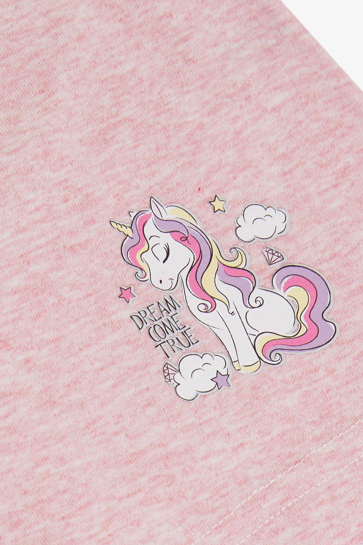 Breeze Kız Çocuk Boxer Unicorn Baskılı Pembe Melanj (5 Yaş)