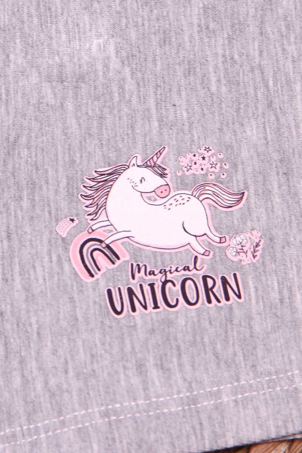 Breeze Kız Çocuk Boxer Unicorn Gri Melanj (6 Yaş)