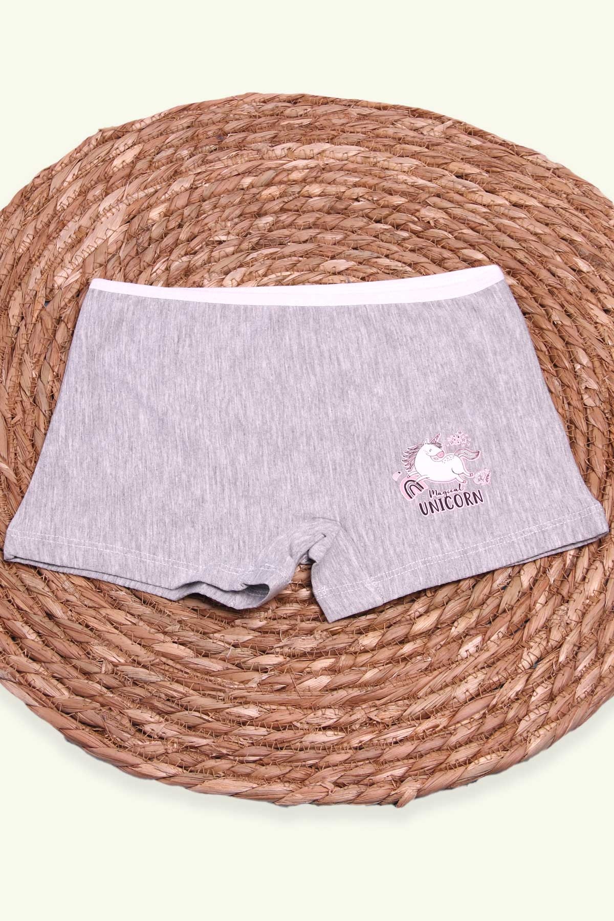 Breeze Kız Çocuk Boxer Unicorn Gri Melanj (6 Yaş)
