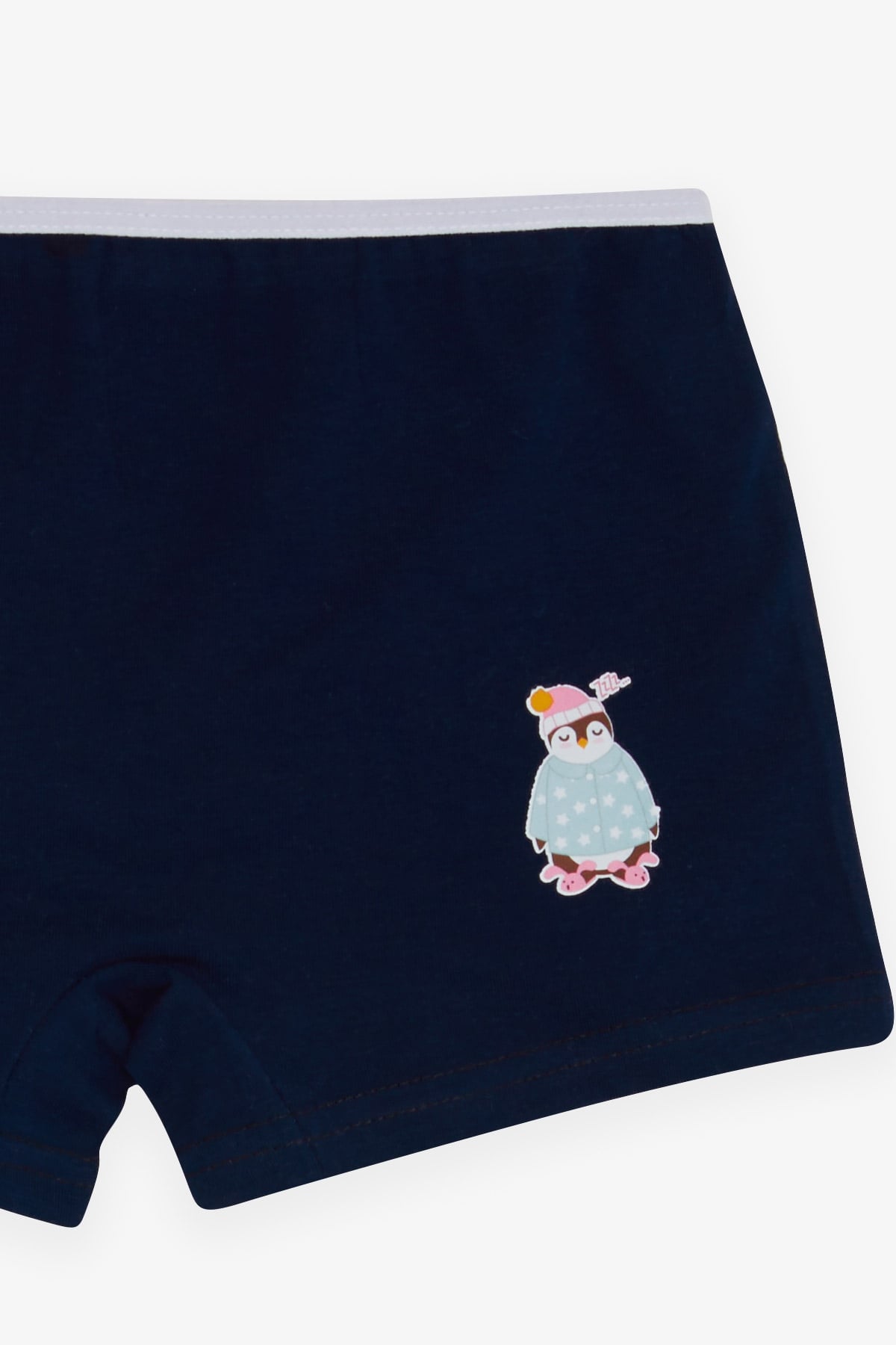 Breeze Kız Çocuk Boxer Uykucu Penguen Baskılı Lacivert (5-11 Yaş)