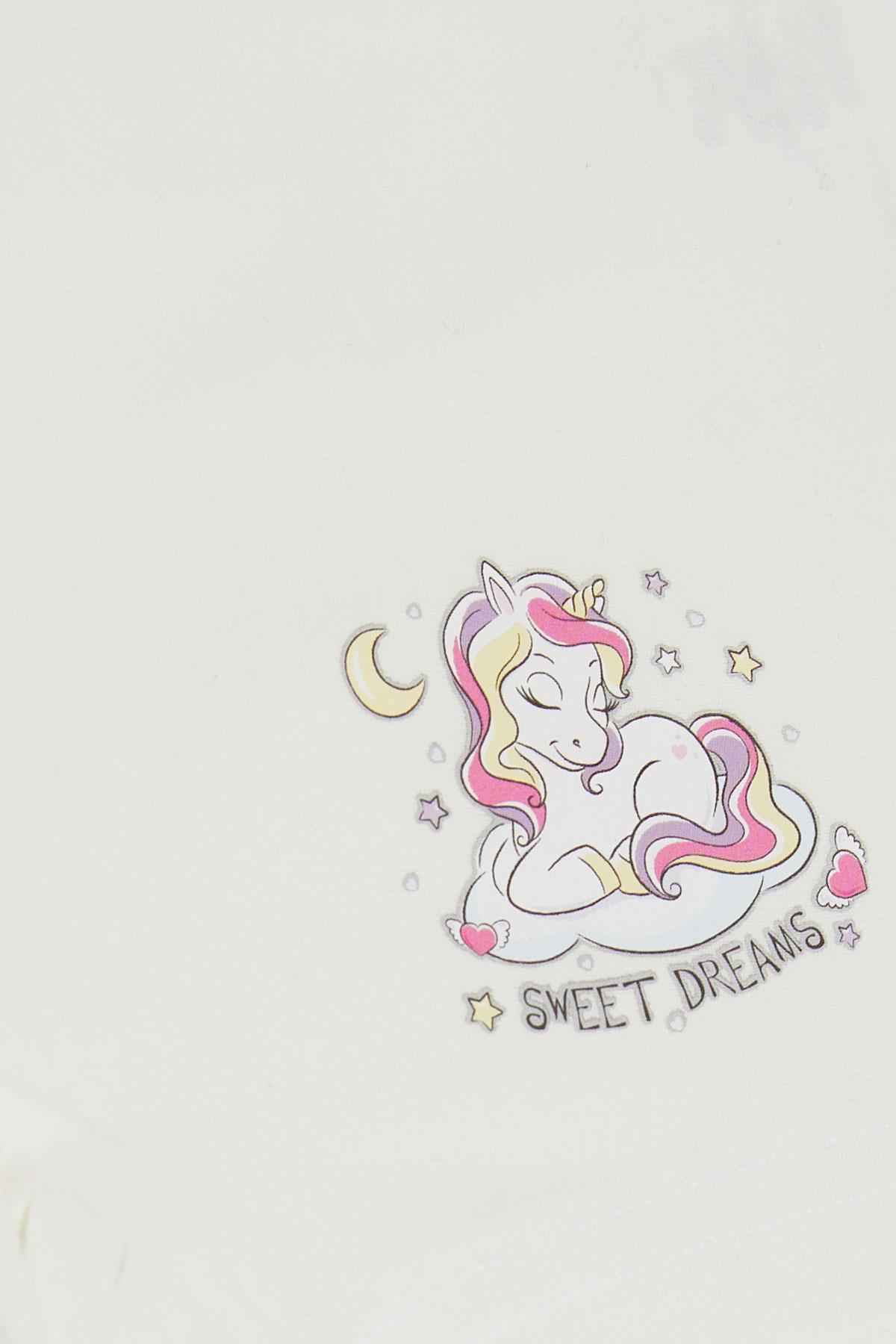Breeze Kız Çocuk Boxer Uykucu Unicorn Baskılı Ekru (5-11 Yaş)