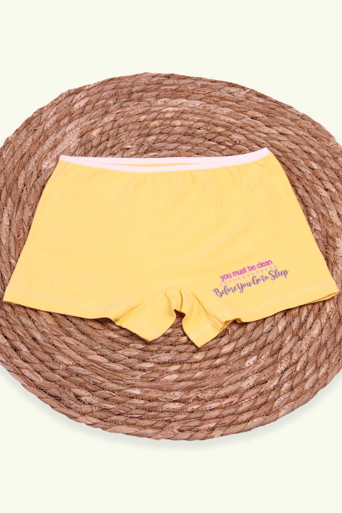 Breeze Kız Çocuk Boxer Yazı Baskılı Sarı (6 Yaş)