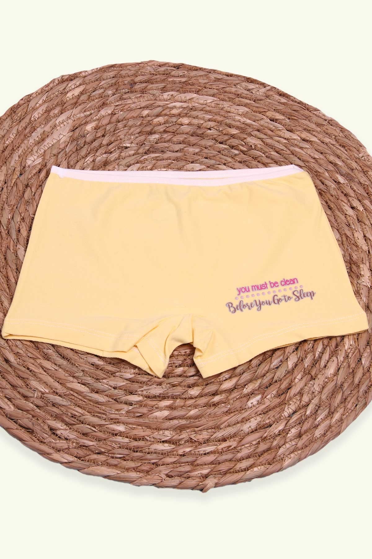 Breeze Kız Çocuk Boxer Yazı Baskılı Sarı (6 Yaş)