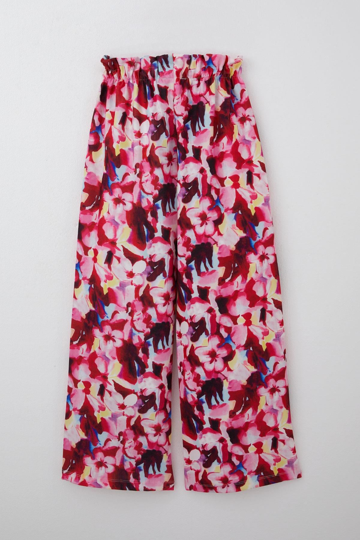 Breeze Kız Çocuk Crop Takım Çiçek Desenli Bel Kısmı Lastikli Karışık Renk (9-14 Yaş)