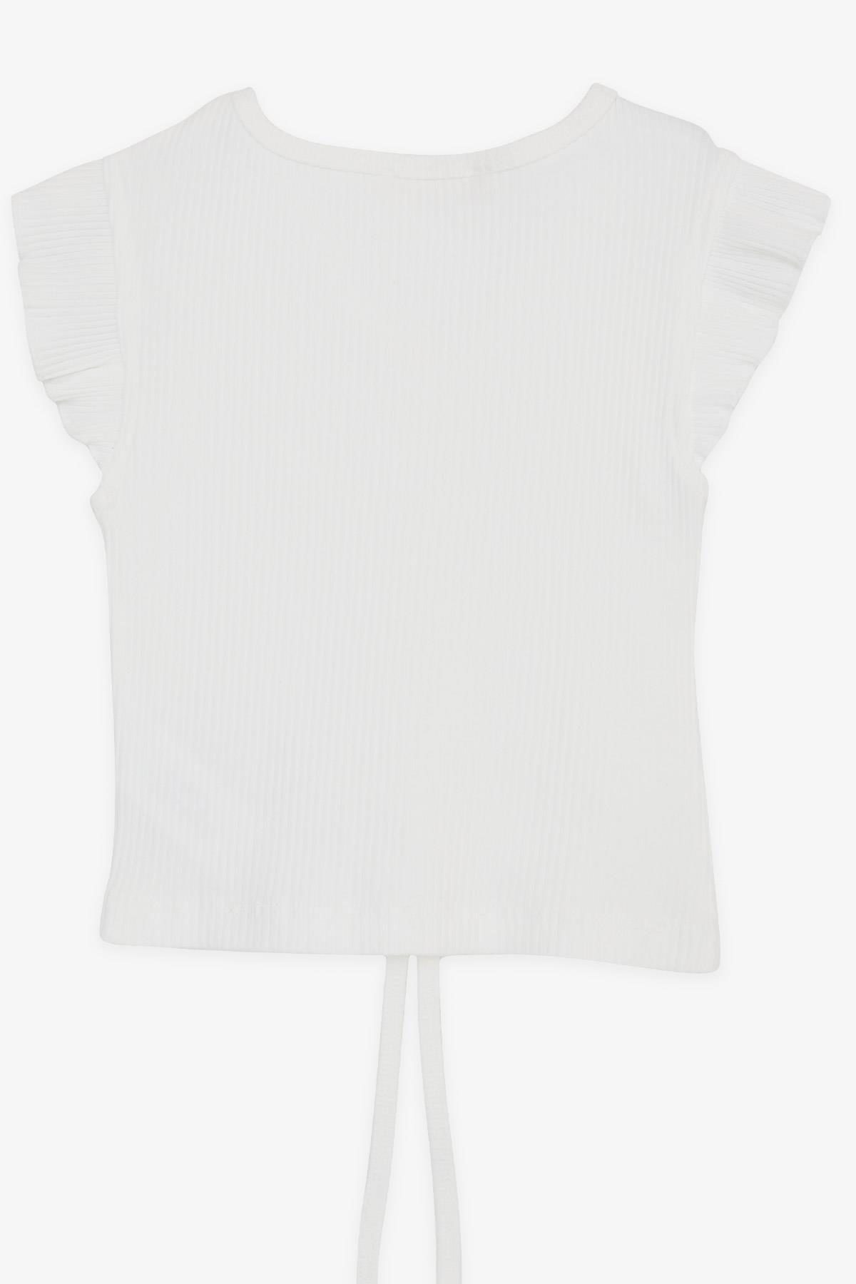 Breeze Kız Çocuk Crop Tişört Bağcıklı Fırfırlı Beyaz (8-14 Yaş)