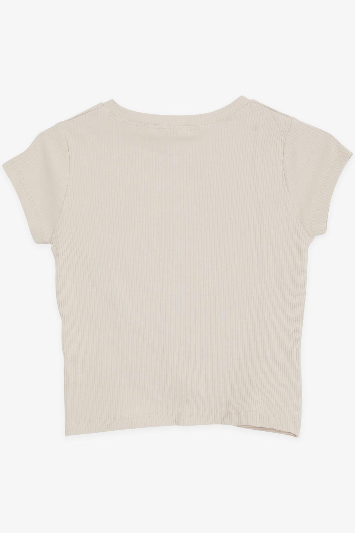 Breeze Kız Çocuk Crop Tişört Çapraz Detaylı Bej (9-14 Yaş)