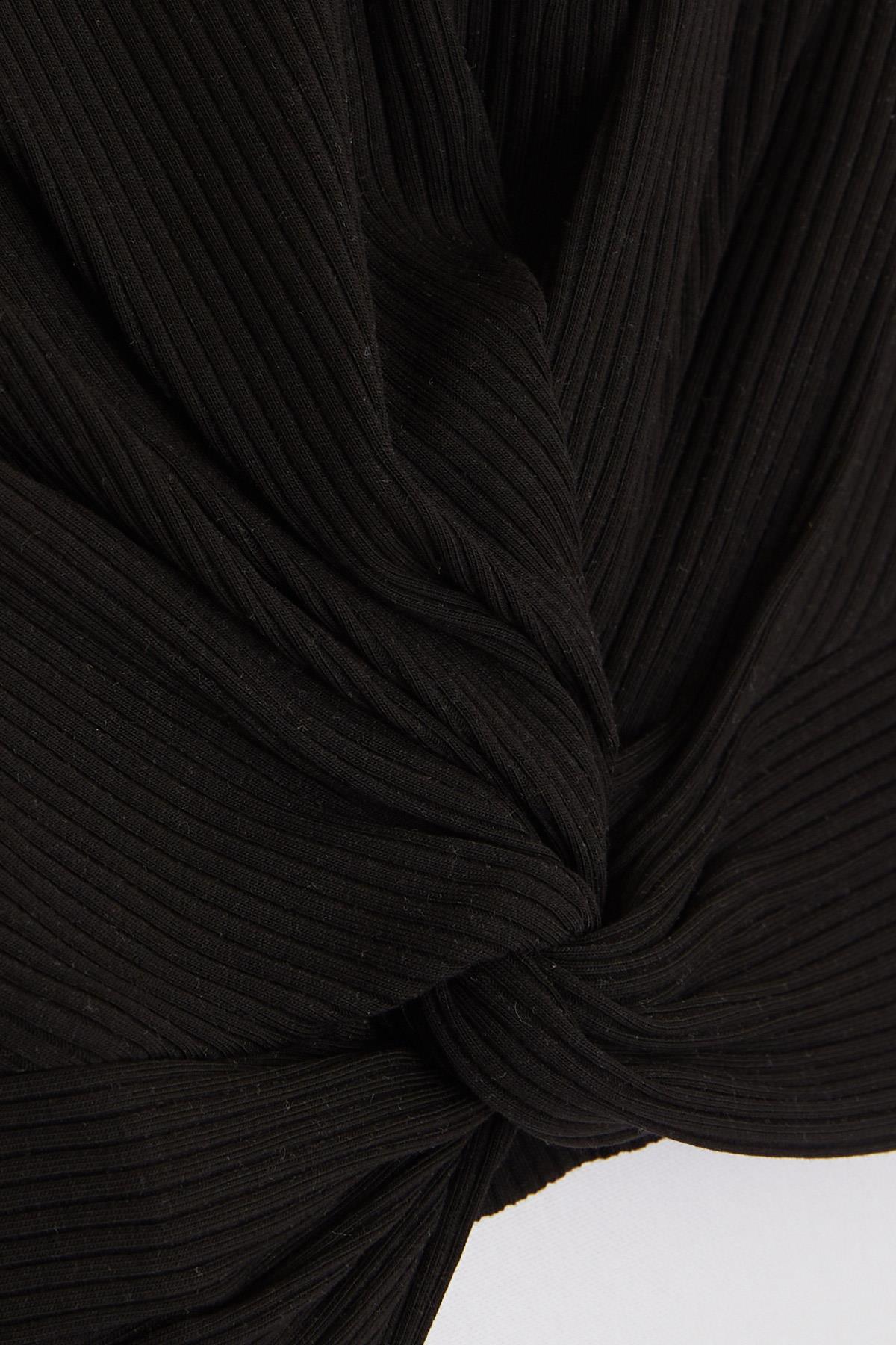Breeze Kız Çocuk Crop Tişört Çapraz Detaylı Siyah (9-14 Yaş)